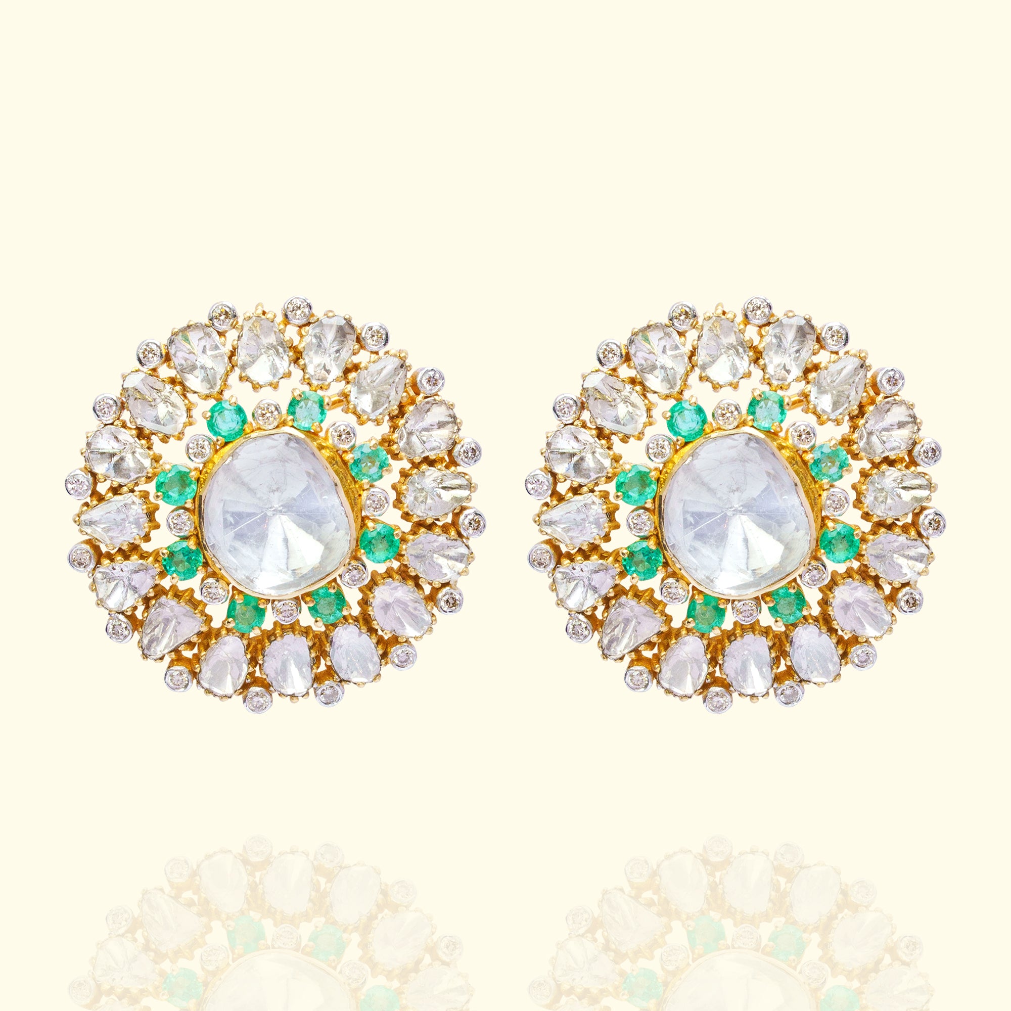 Mrinalika Polki Emerald Earrings
