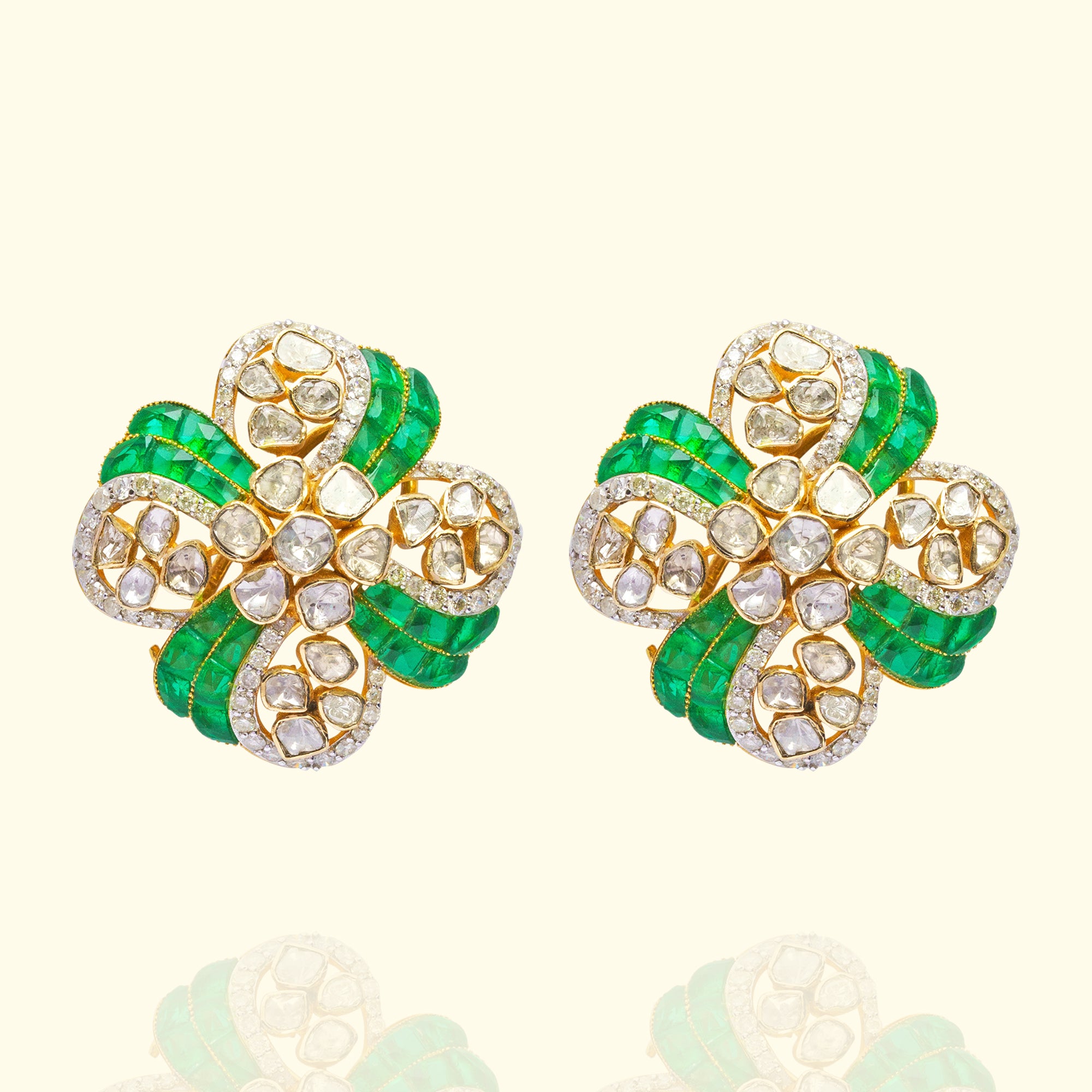 Gohar Polki Emerald Earrings