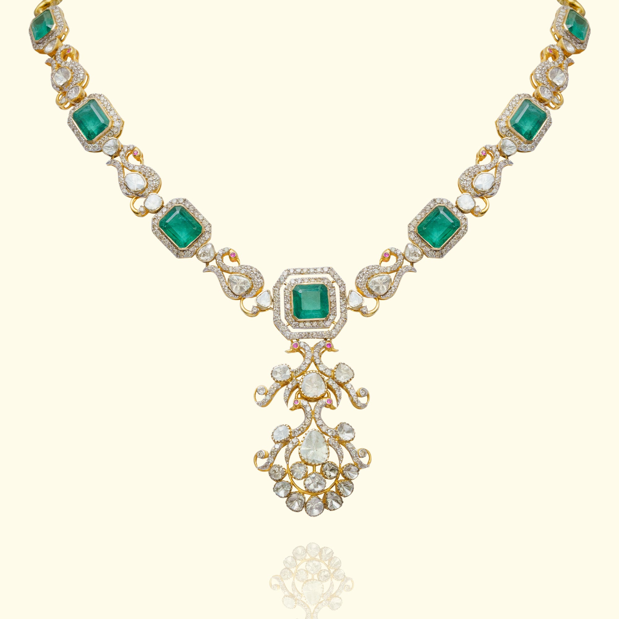 Eliza Polki emerald Necklace