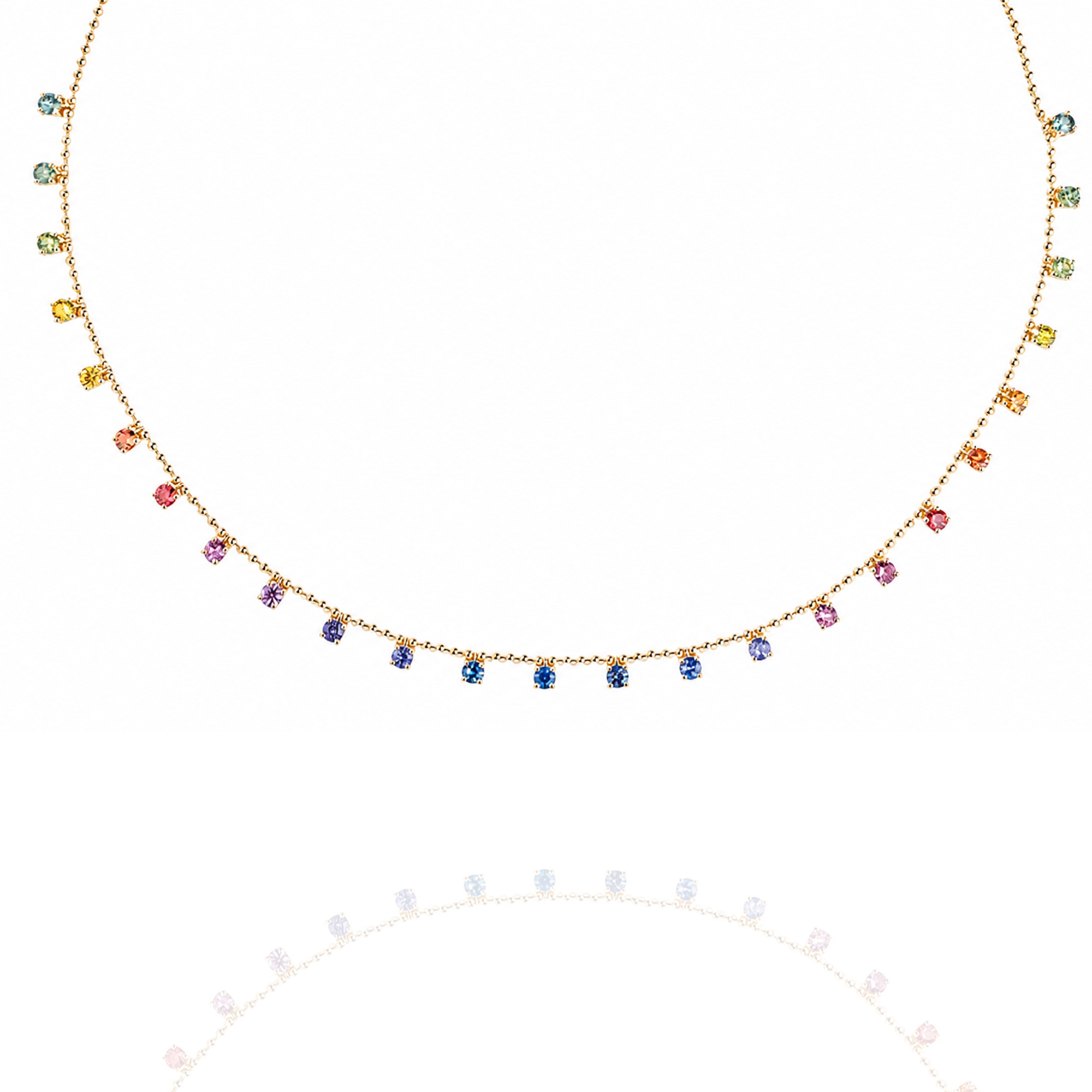 Necklace with multicolored beads on a white background in india