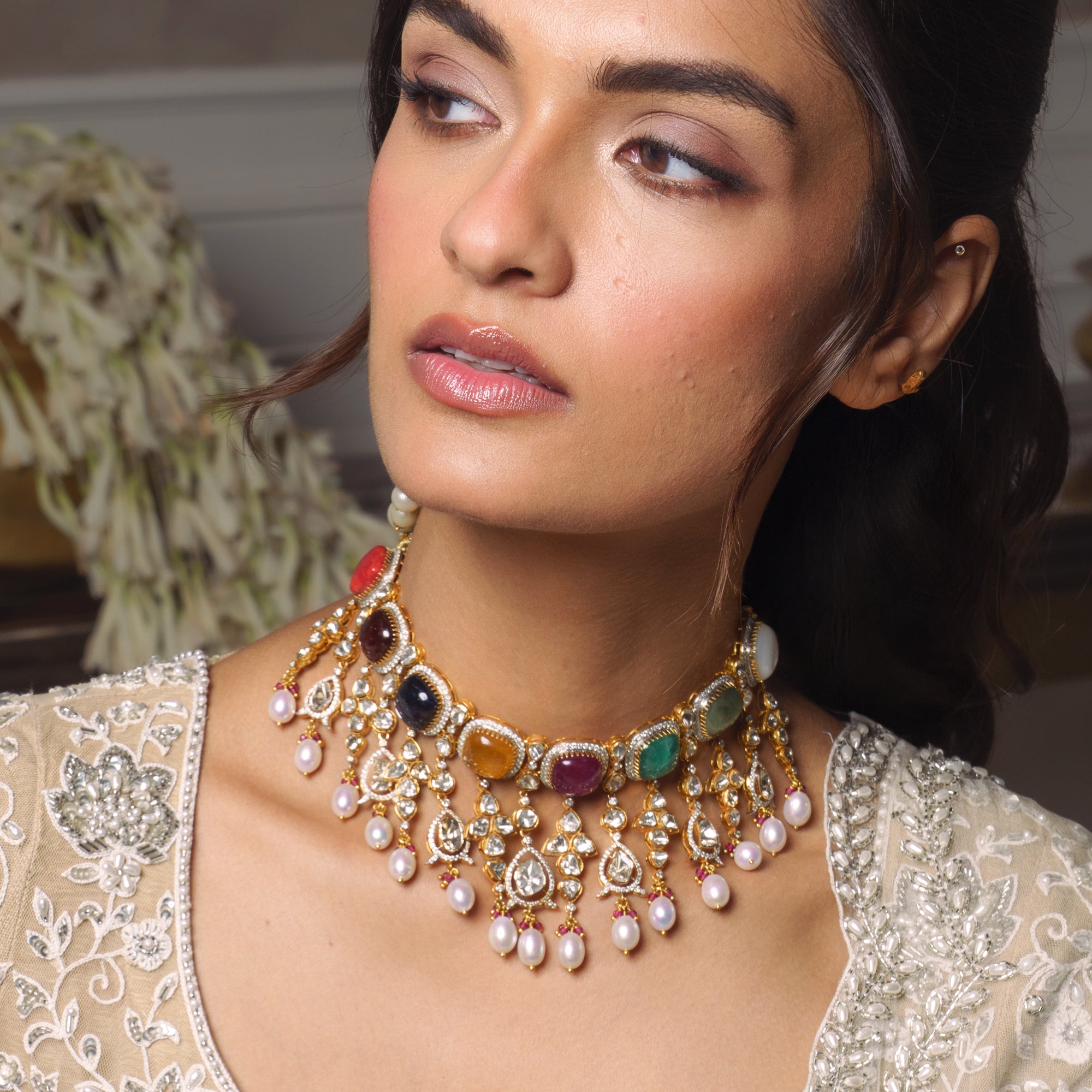 Zerina Polki Navratan Choker