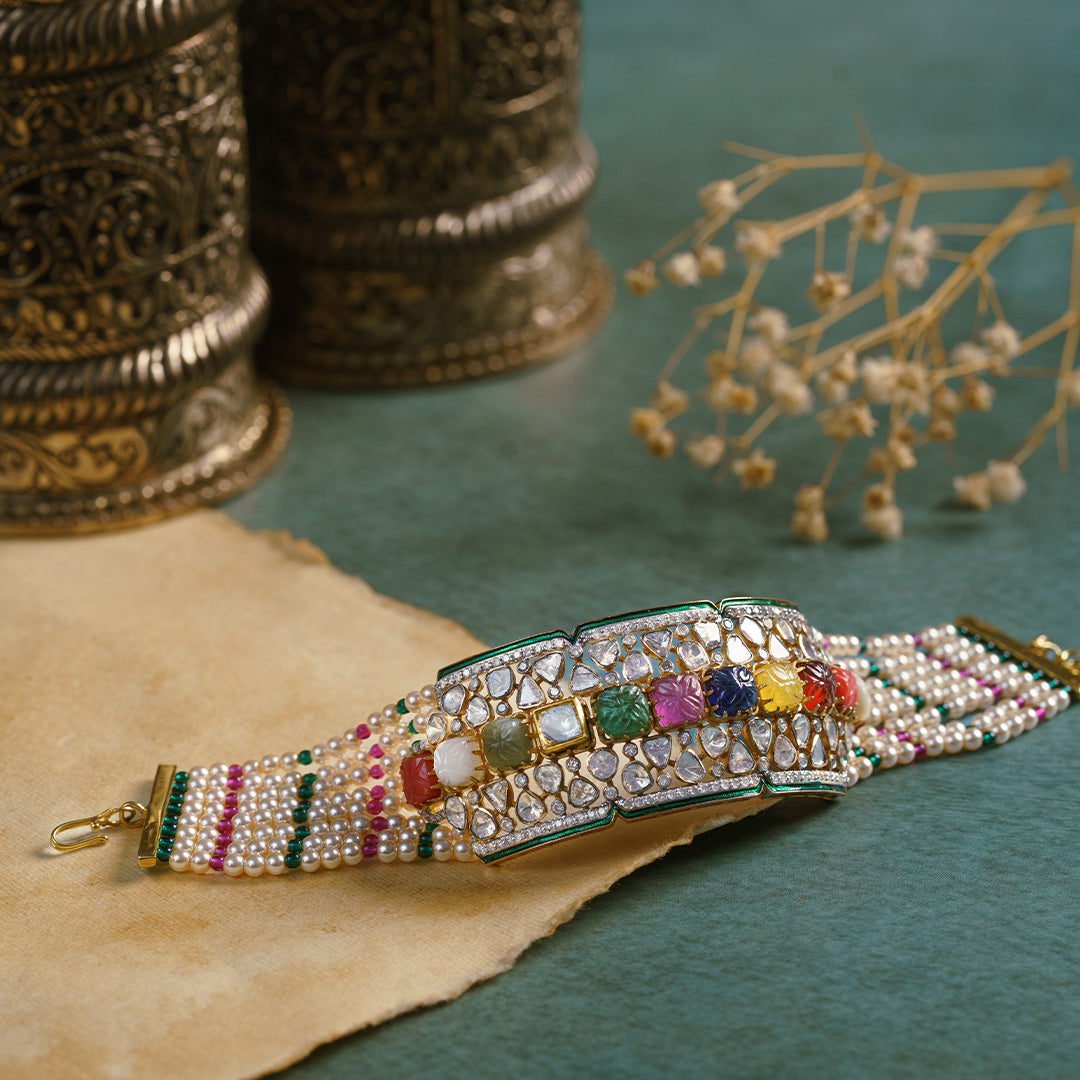 Maniratna Polki Navratan Bracelet
