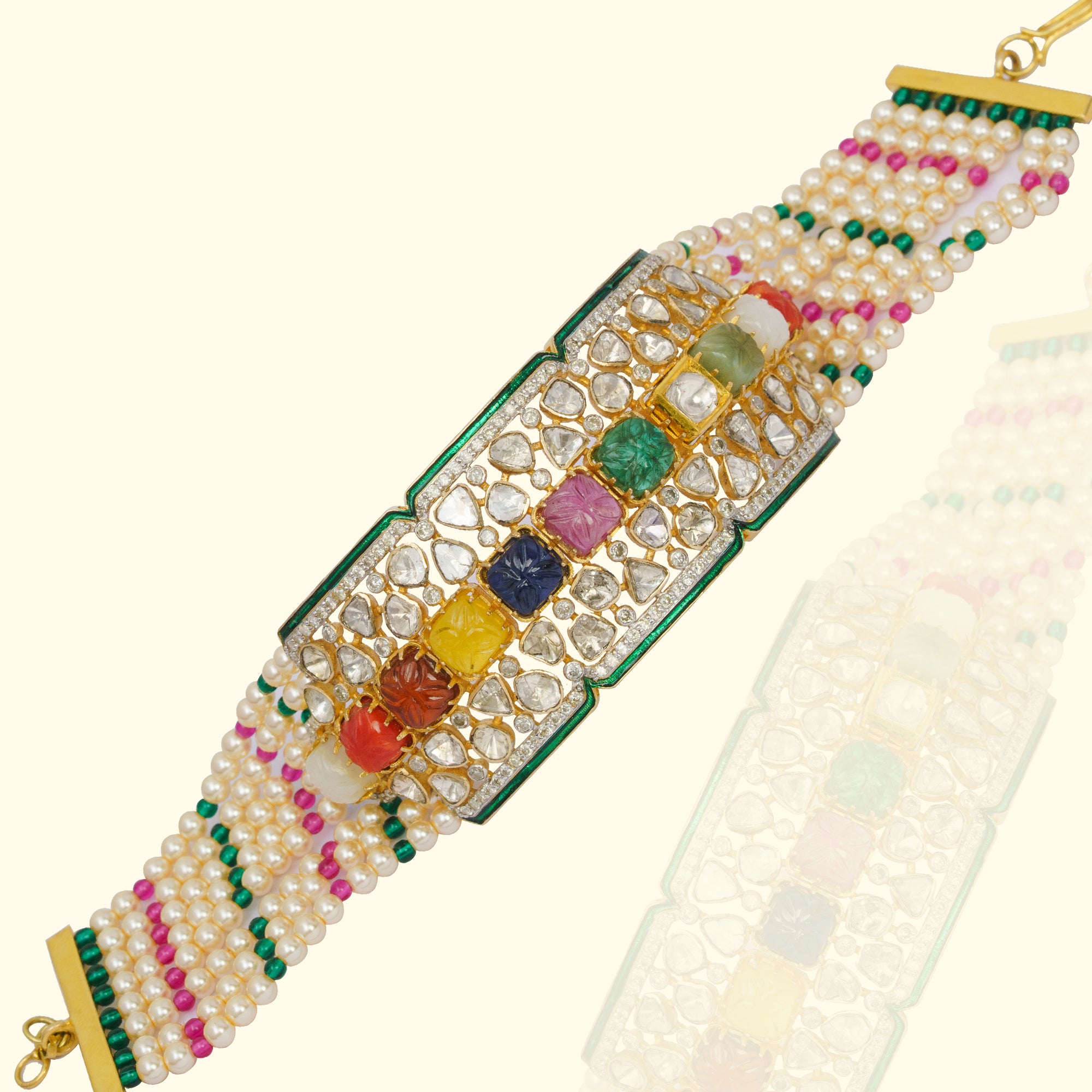 Maniratna Polki Navratan Bracelet