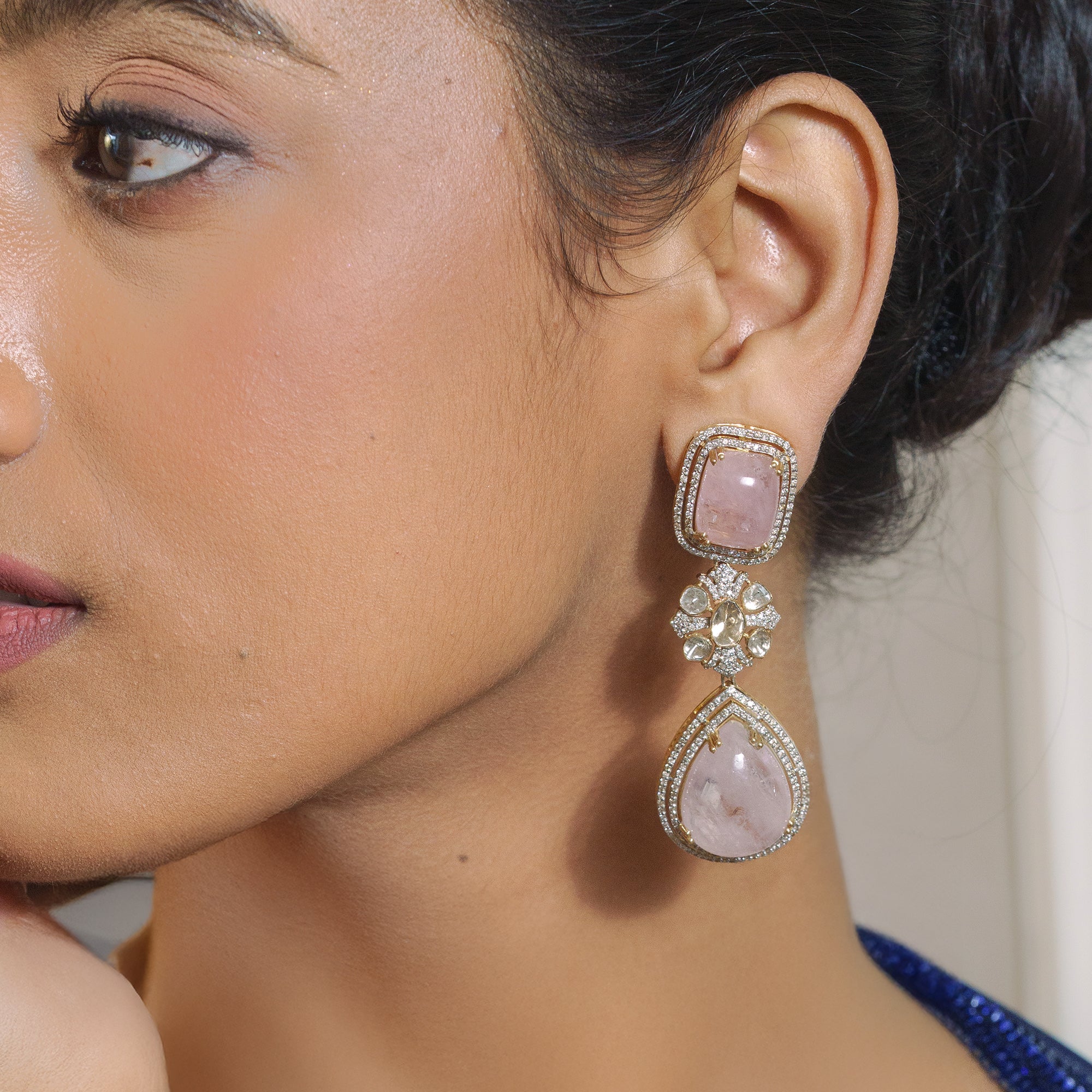 Fiza Polki Morganite Earrings