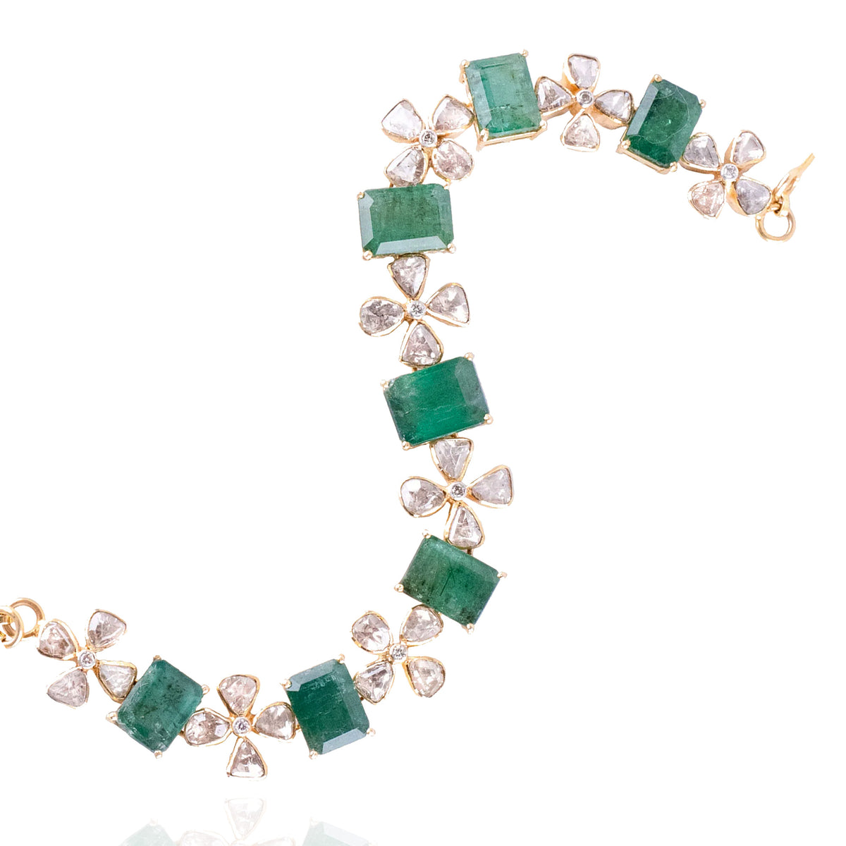 Naqsh Polki Emerald Bracelet