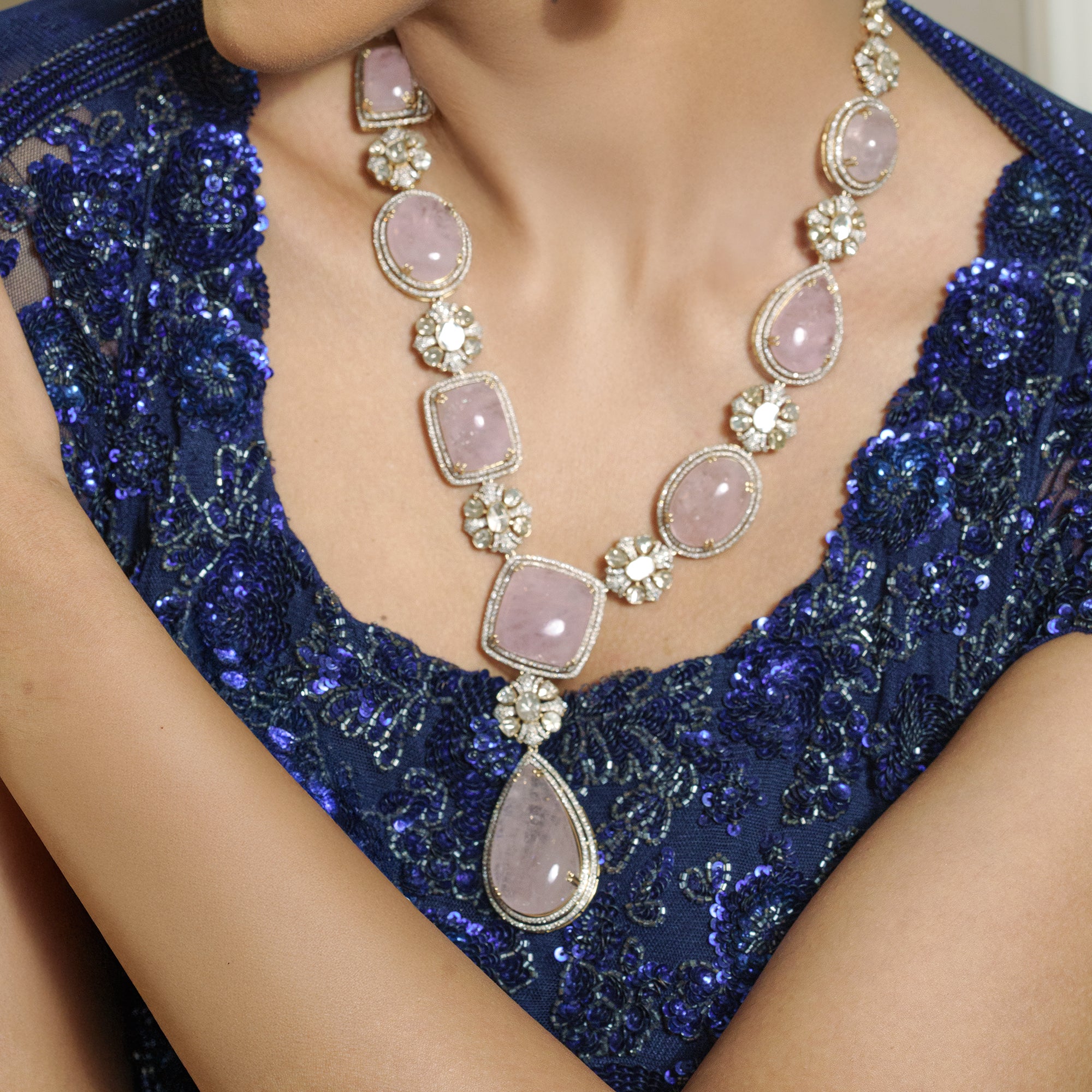 Fiza Polki morganite Necklace