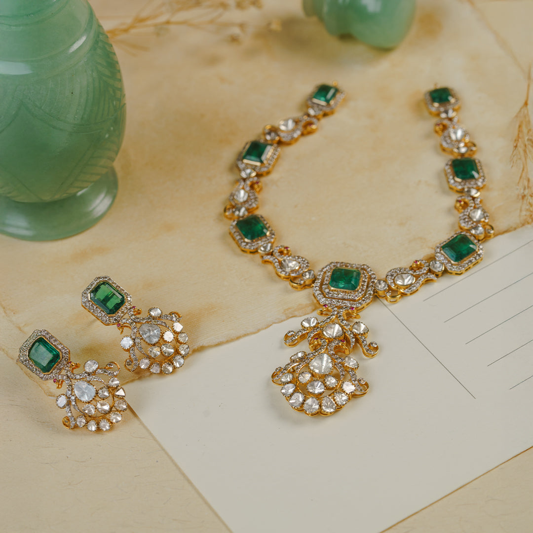 Eliza Polki Emerald Earrings