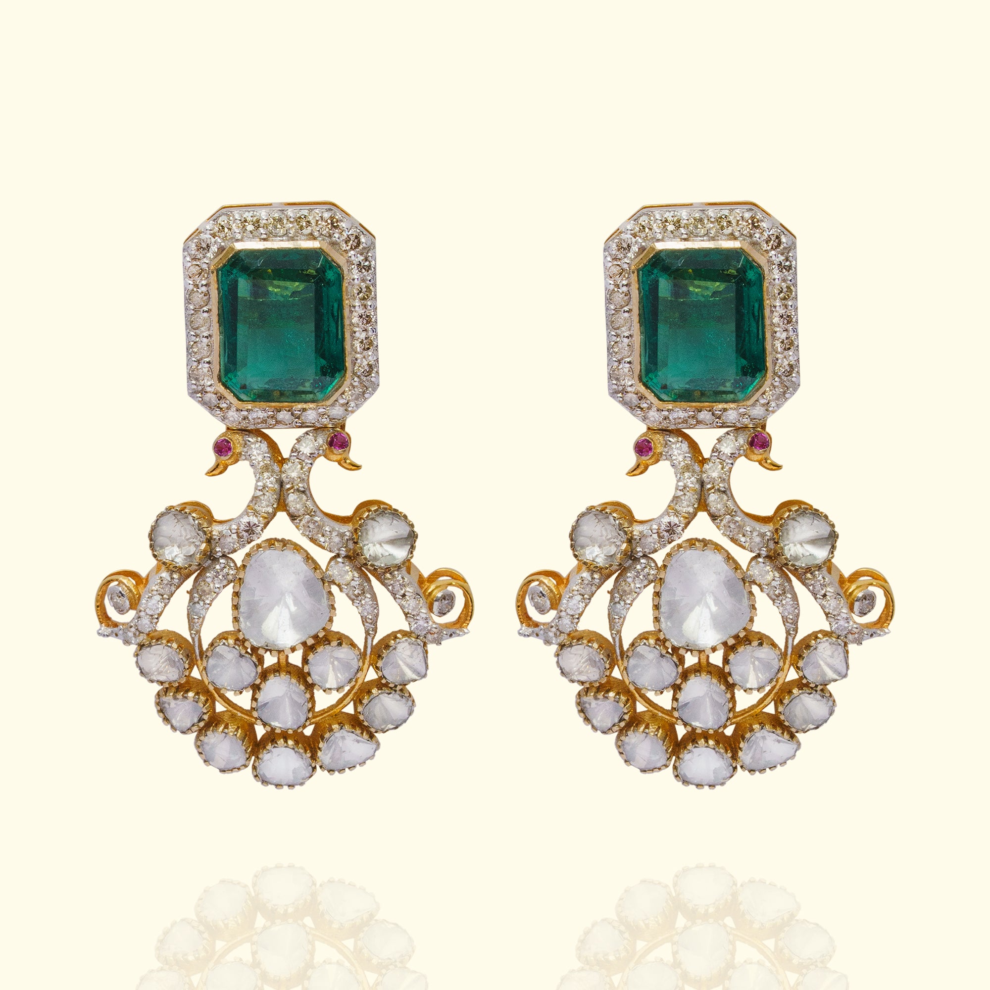 Eliza Polki Emerald Earrings