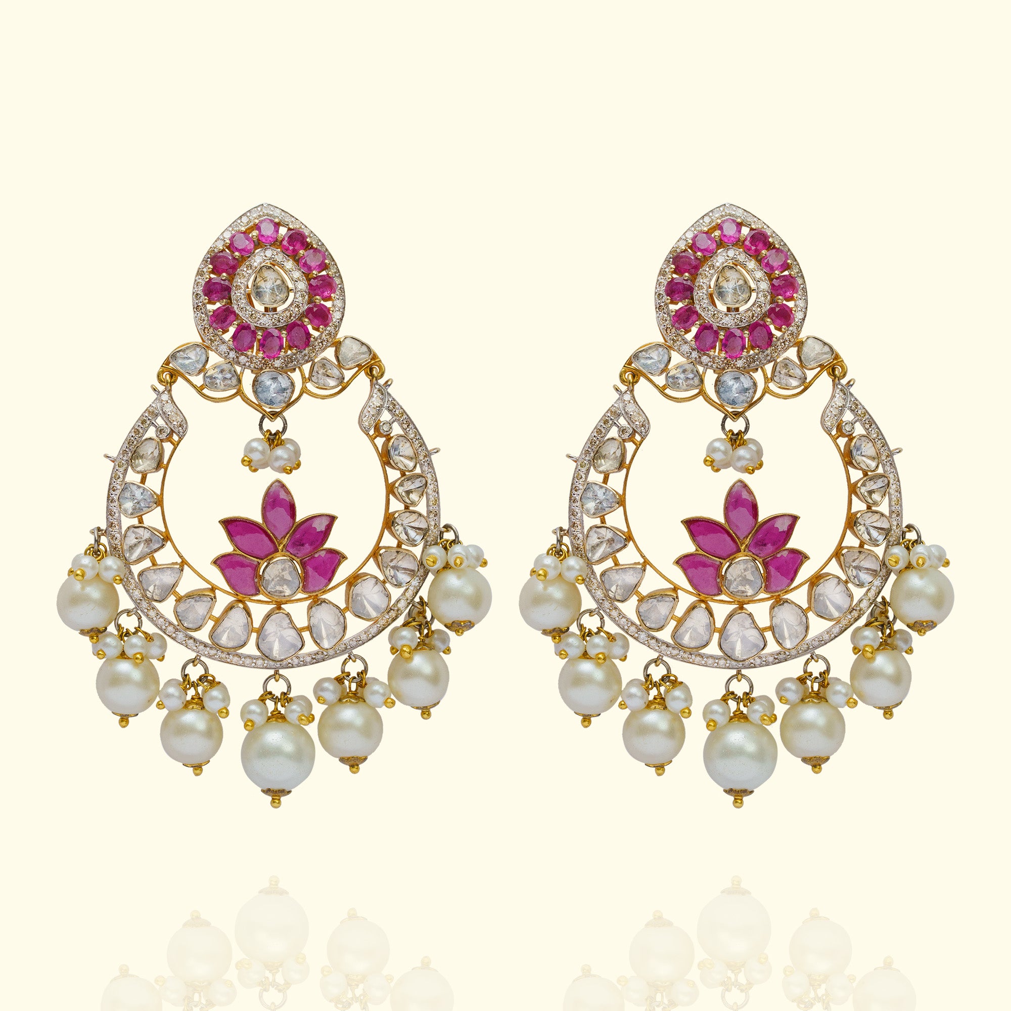 Surkh Polki Ruby Chandbalis