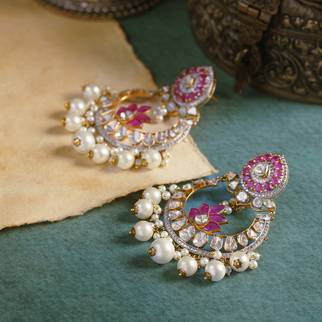 Surkh Polki Ruby Chandbalis