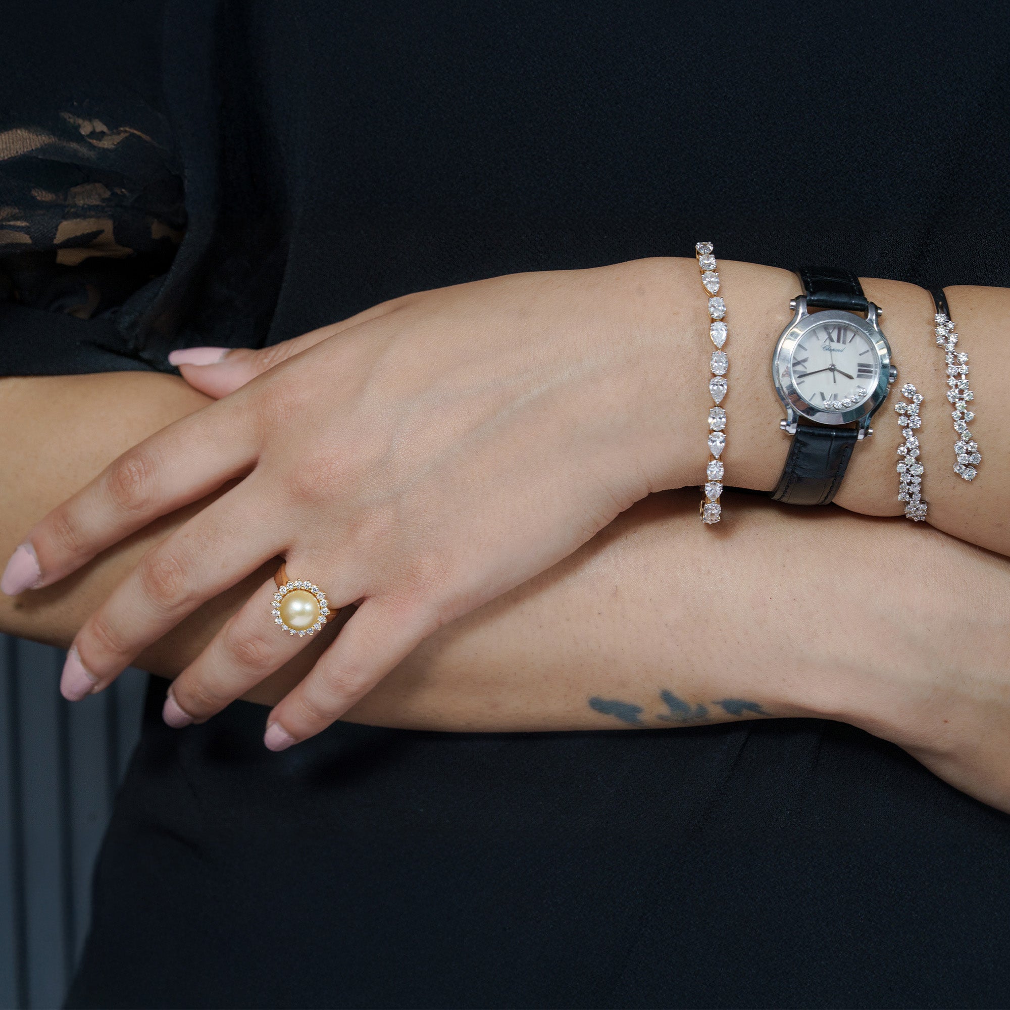 Aster Diamond Pearl ring