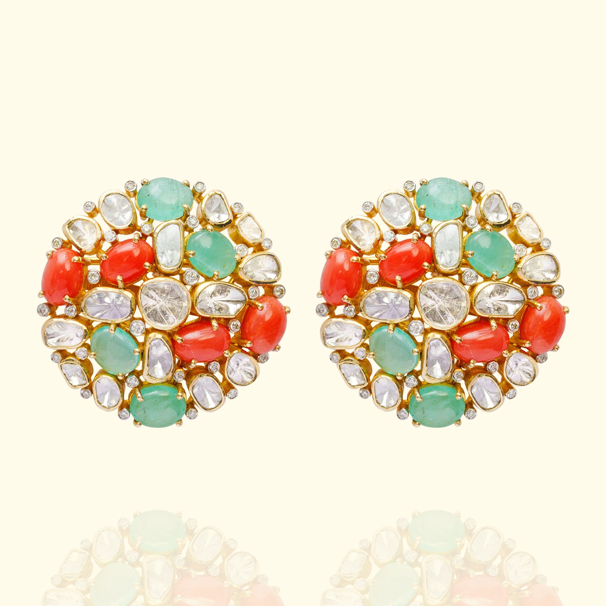 Maysa Polki Emerald Coral Earrings