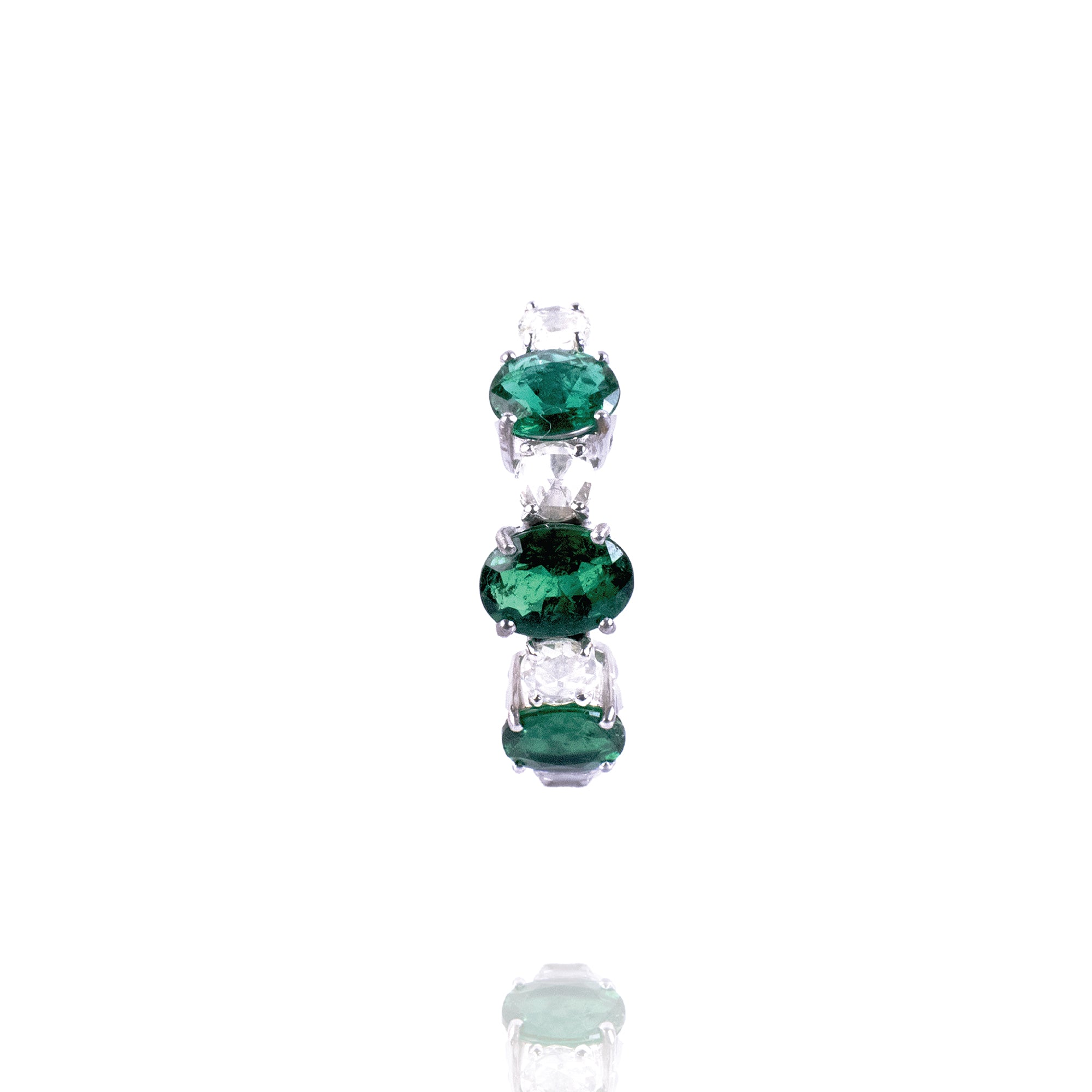 Elinor Rose Cut Diamond Emerald Ring