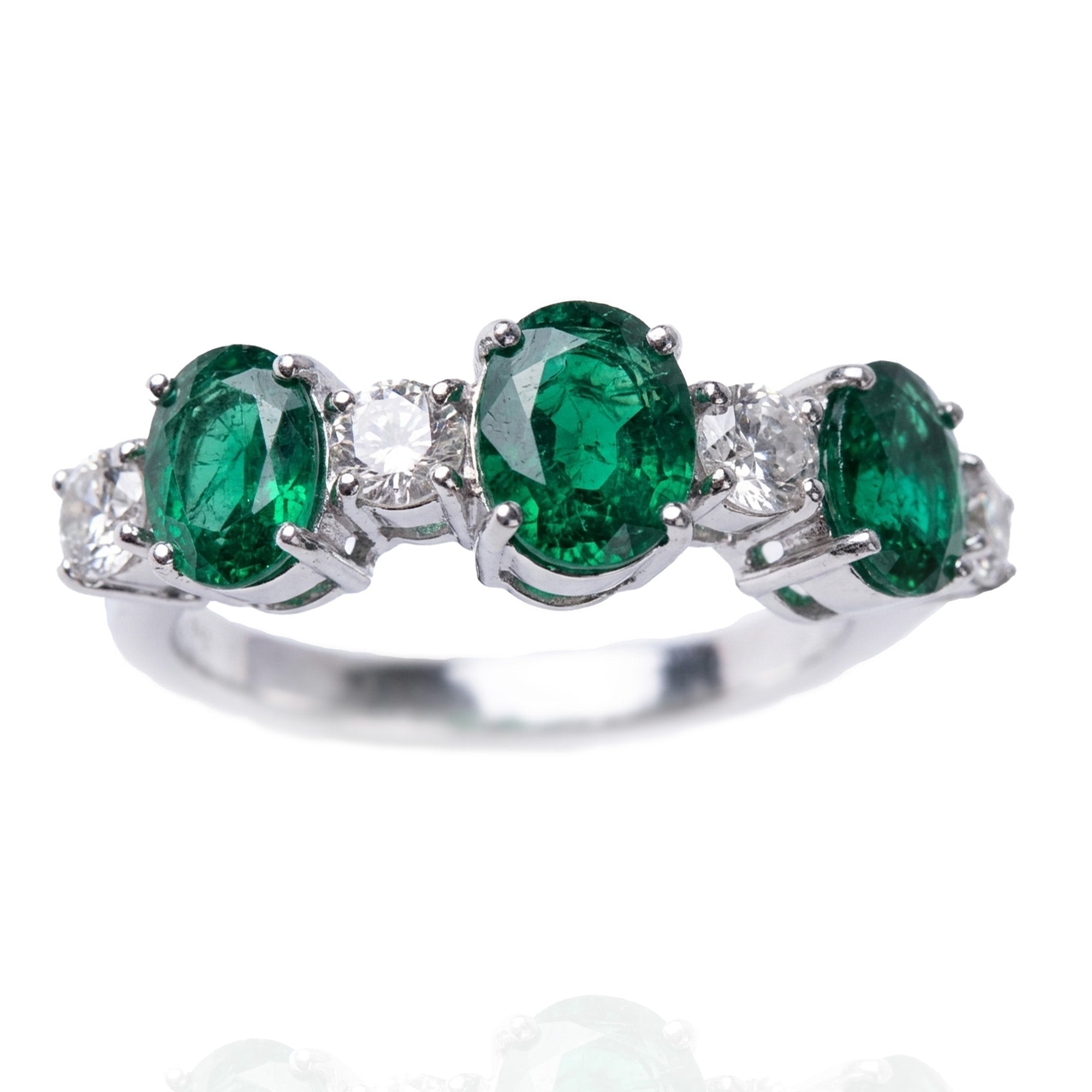 Elinor Rose Cut Diamond Emerald Ring