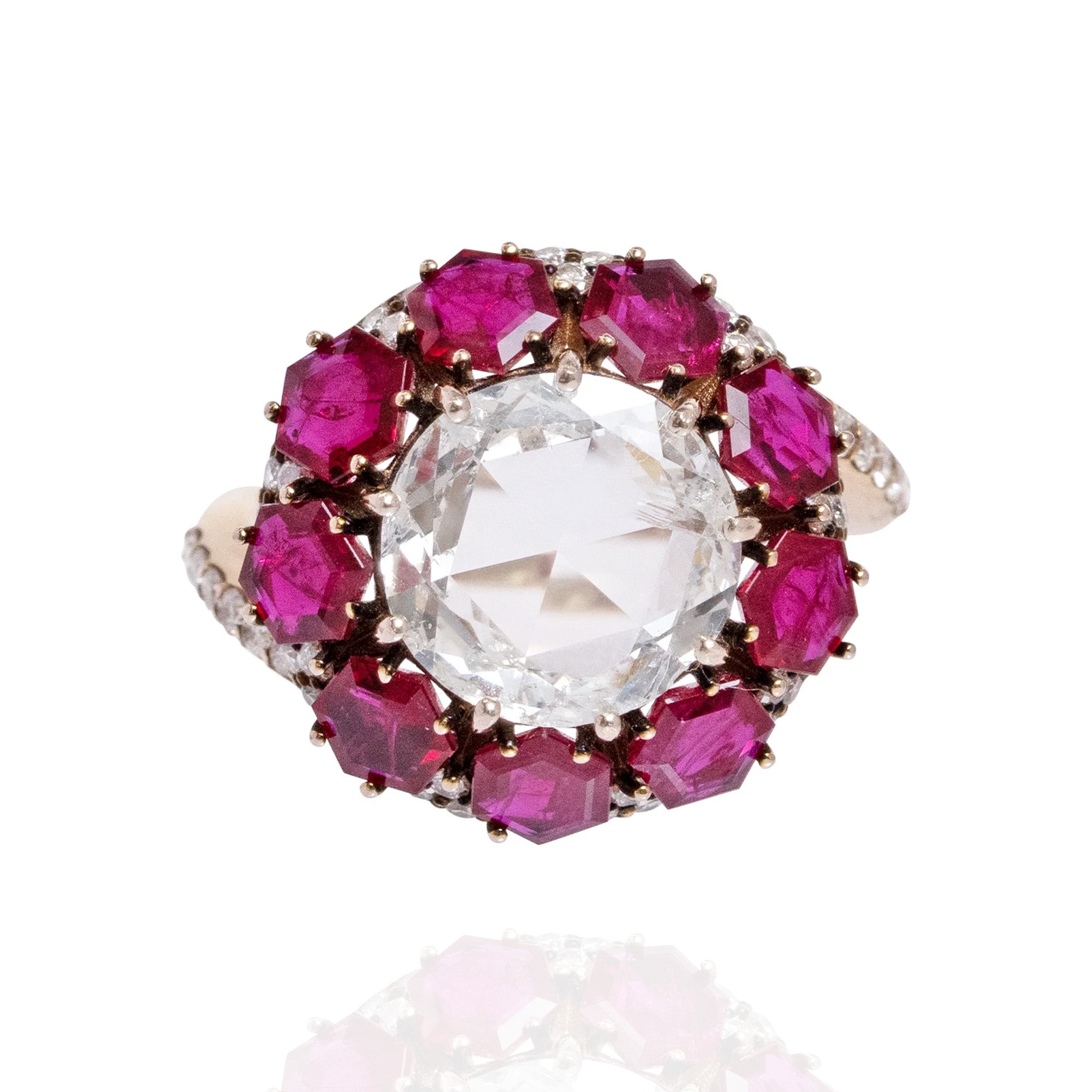 Scarlet Diamond Ruby Halo Ring