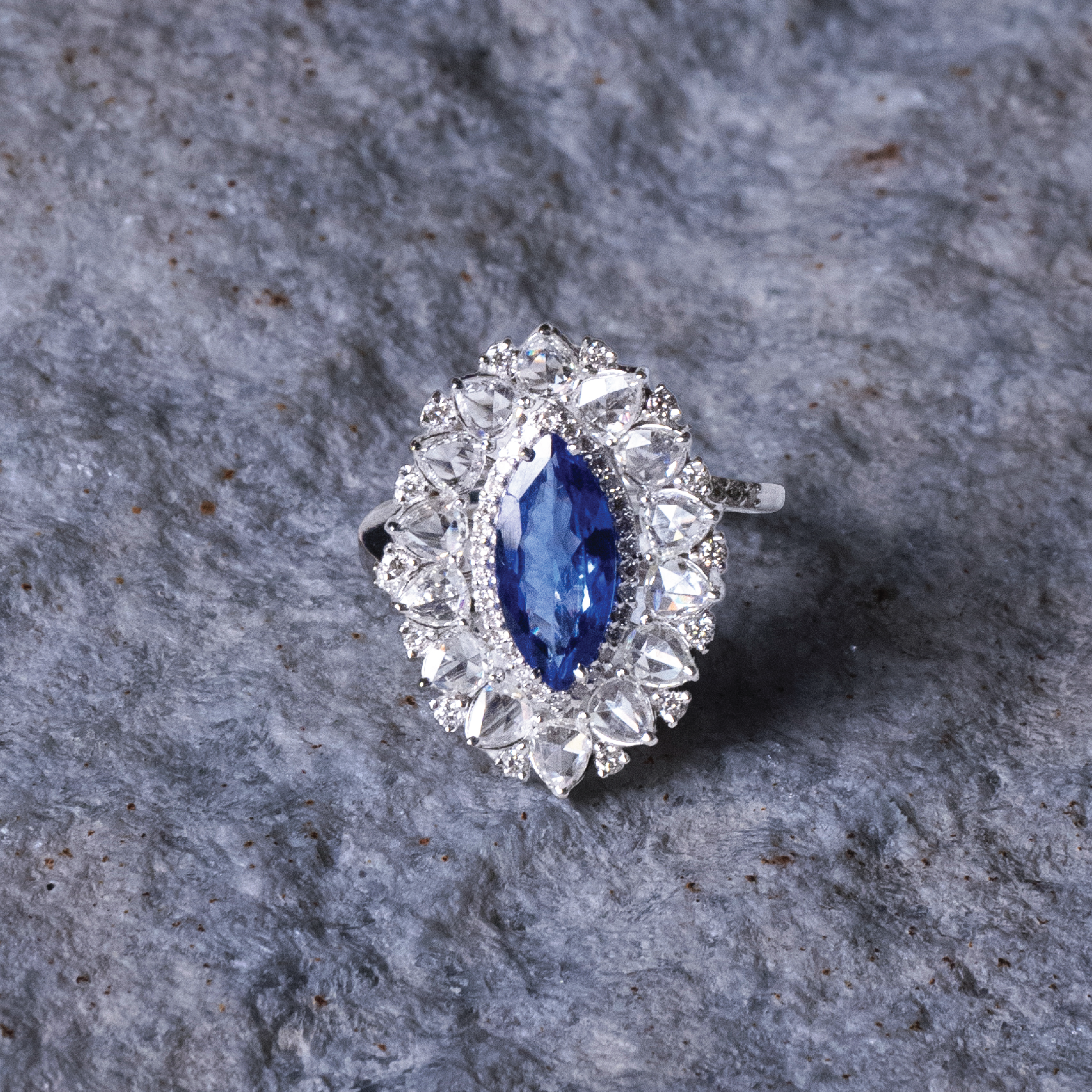 Solstice Rose Cut Diamond Tanzanite Ring