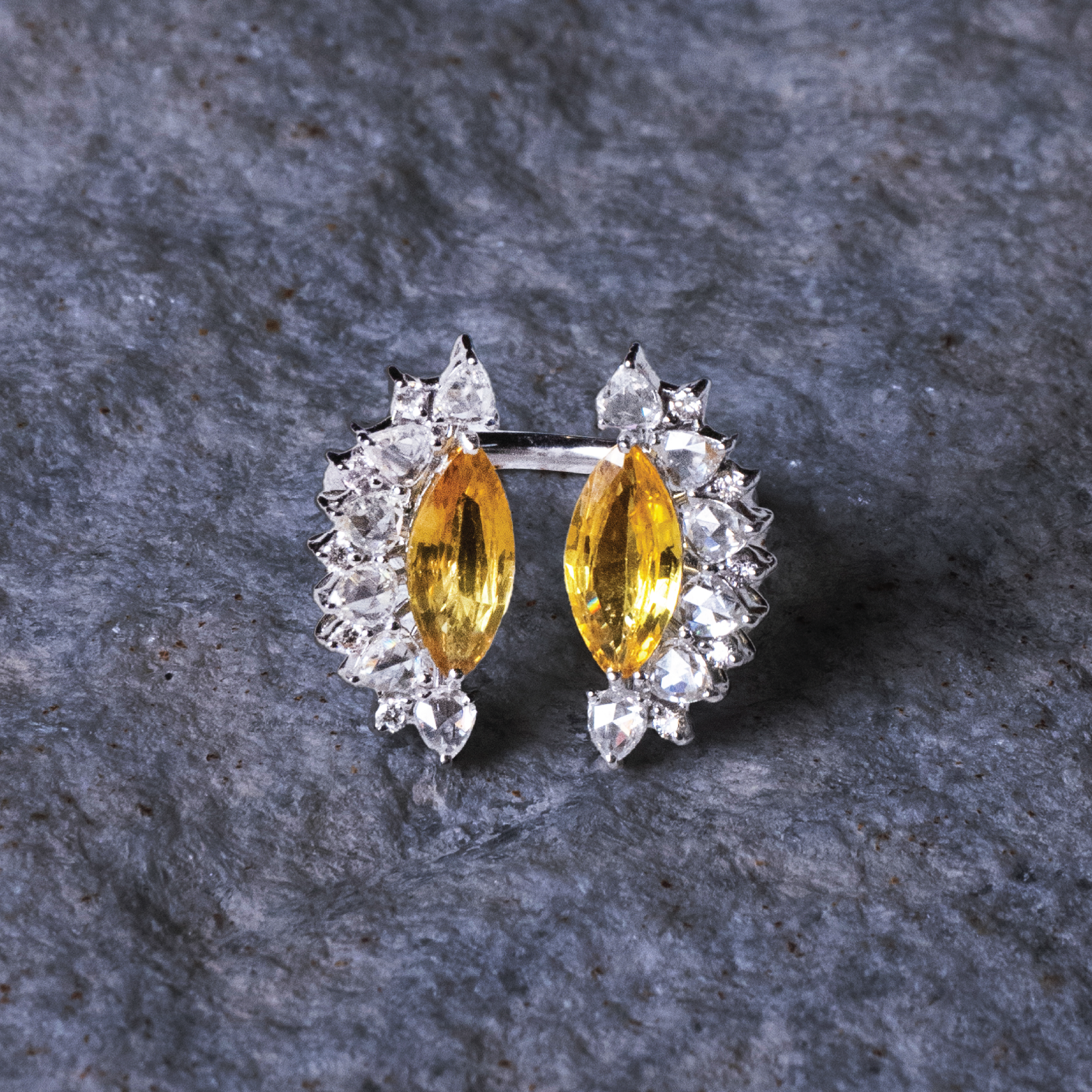 Solara Rose Cut Diamond Yellow Sapphire Ring