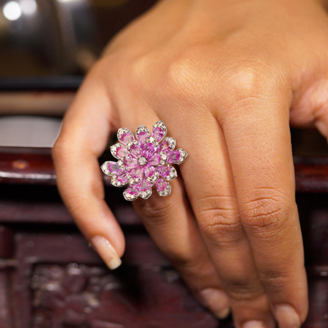 Fiora Diamond Pink Sapphire Ring