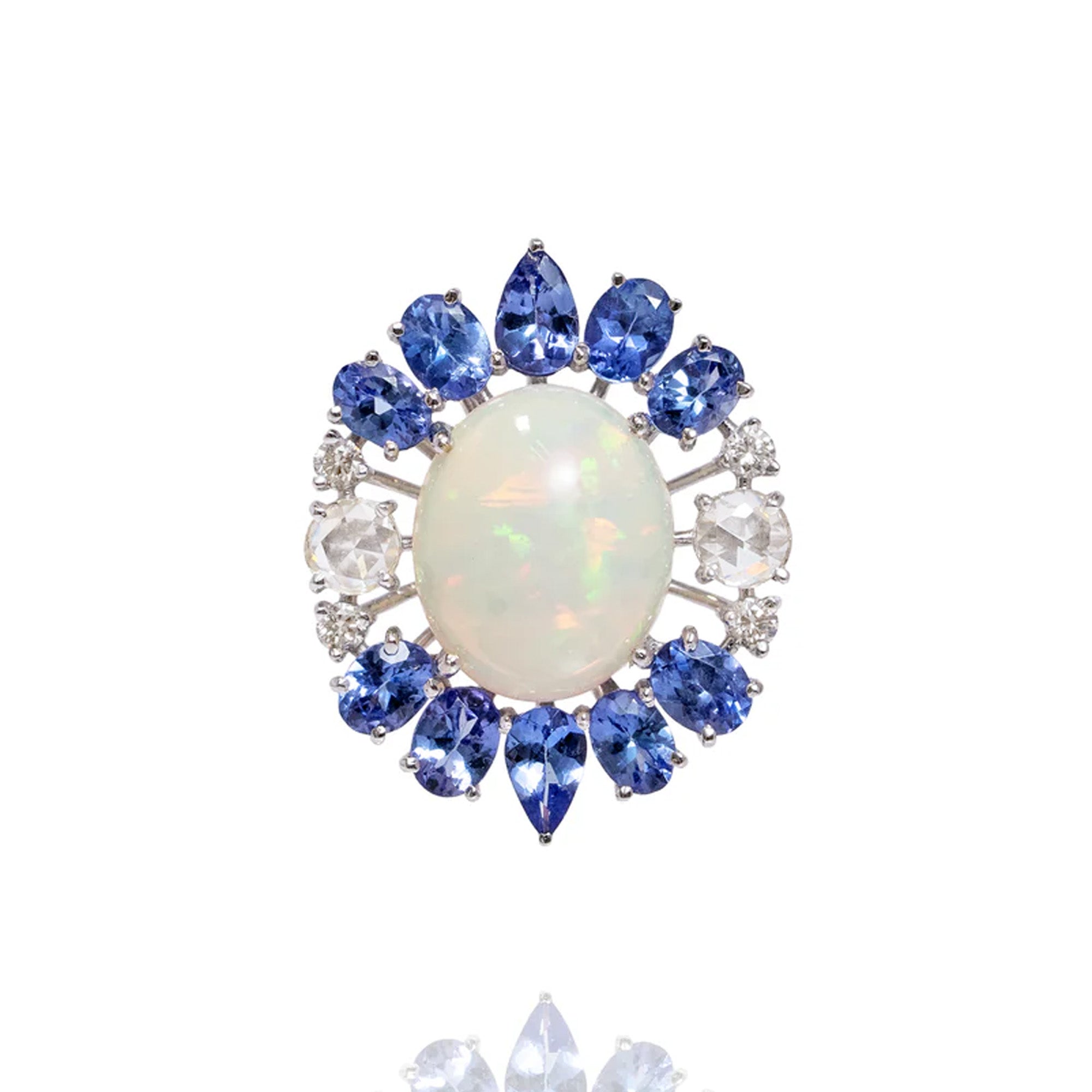 Cosmic Diamond Tanzanite Opal Ring
