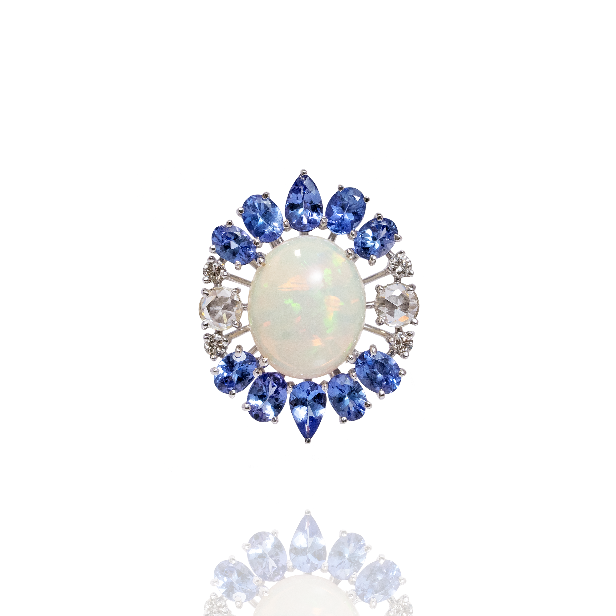 Cosmic Diamond Tanzanite Opal Ring