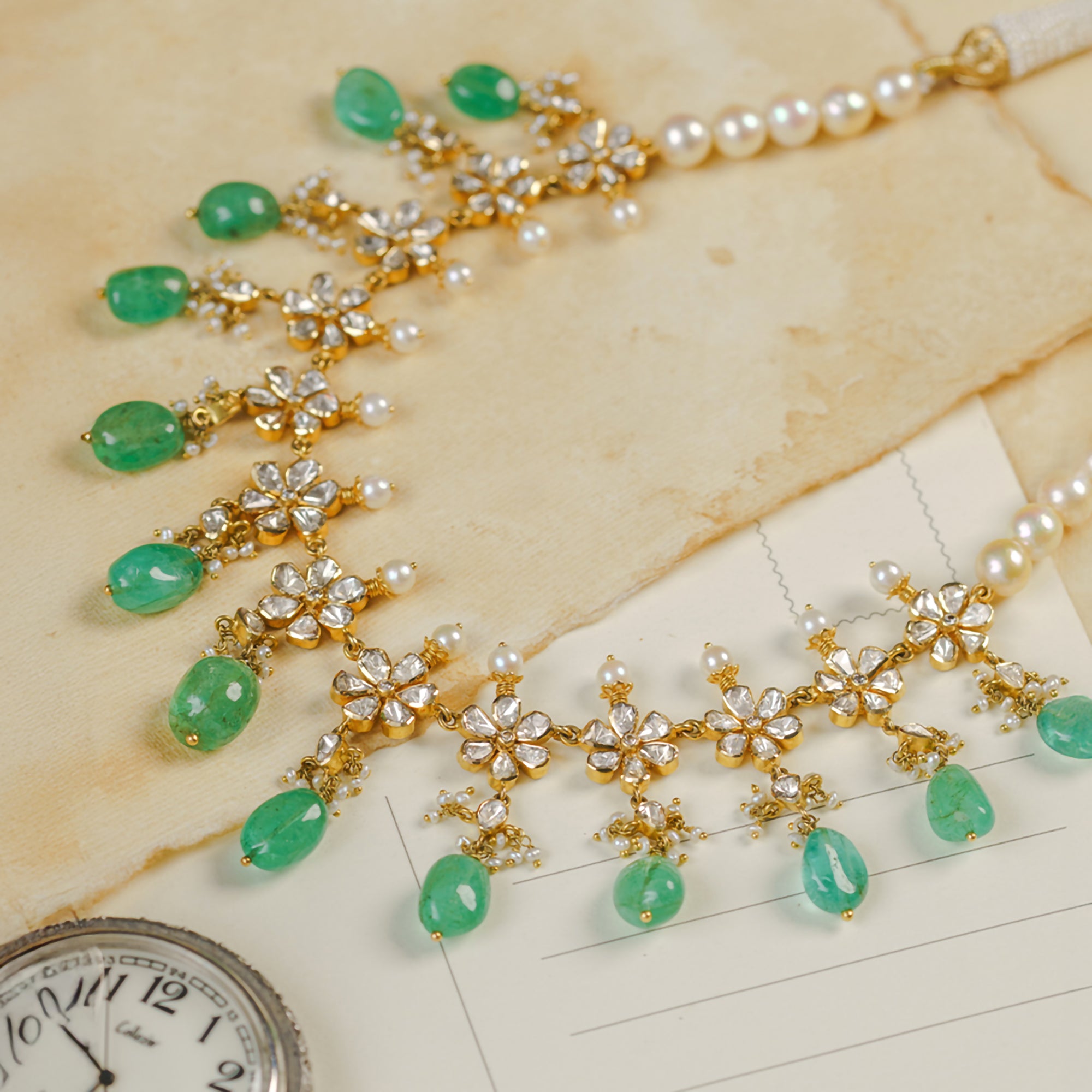 Aima Polki emerald Necklace
