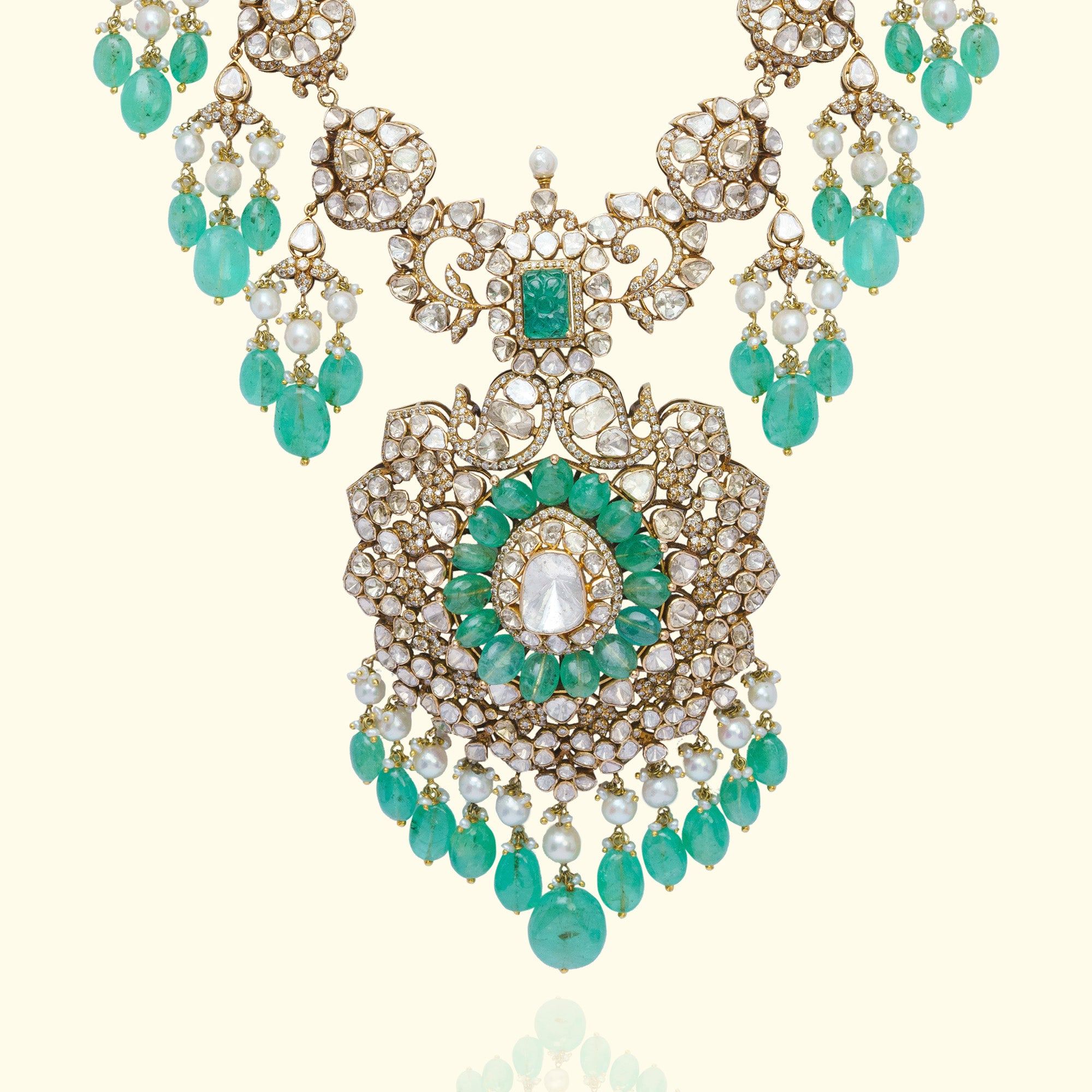 Aafreen Polki emerald Necklace