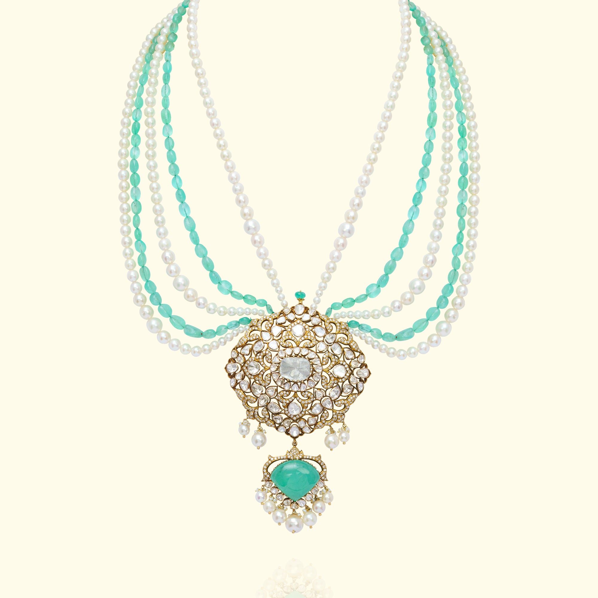 Aabroo Polki emerald Necklace