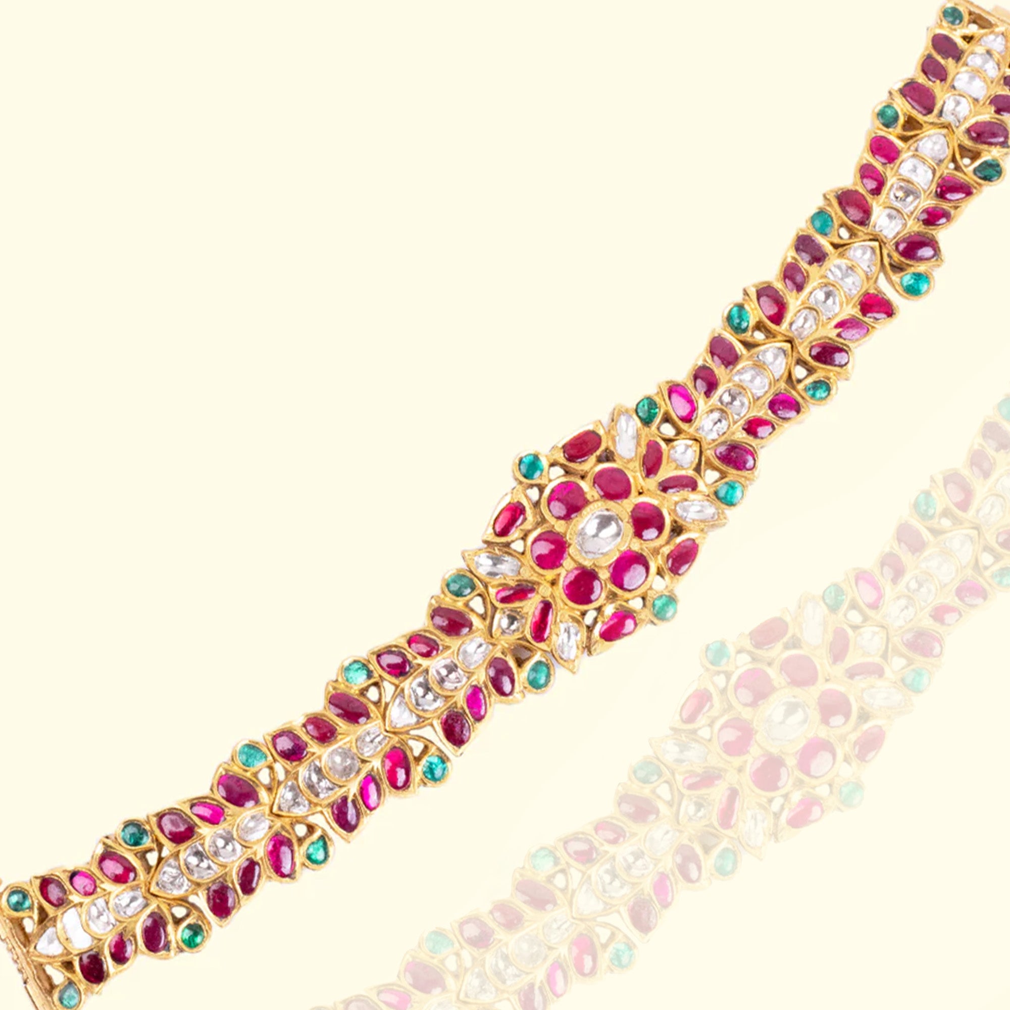 Gulnaar Polki Ruby Emerald  Bracelet