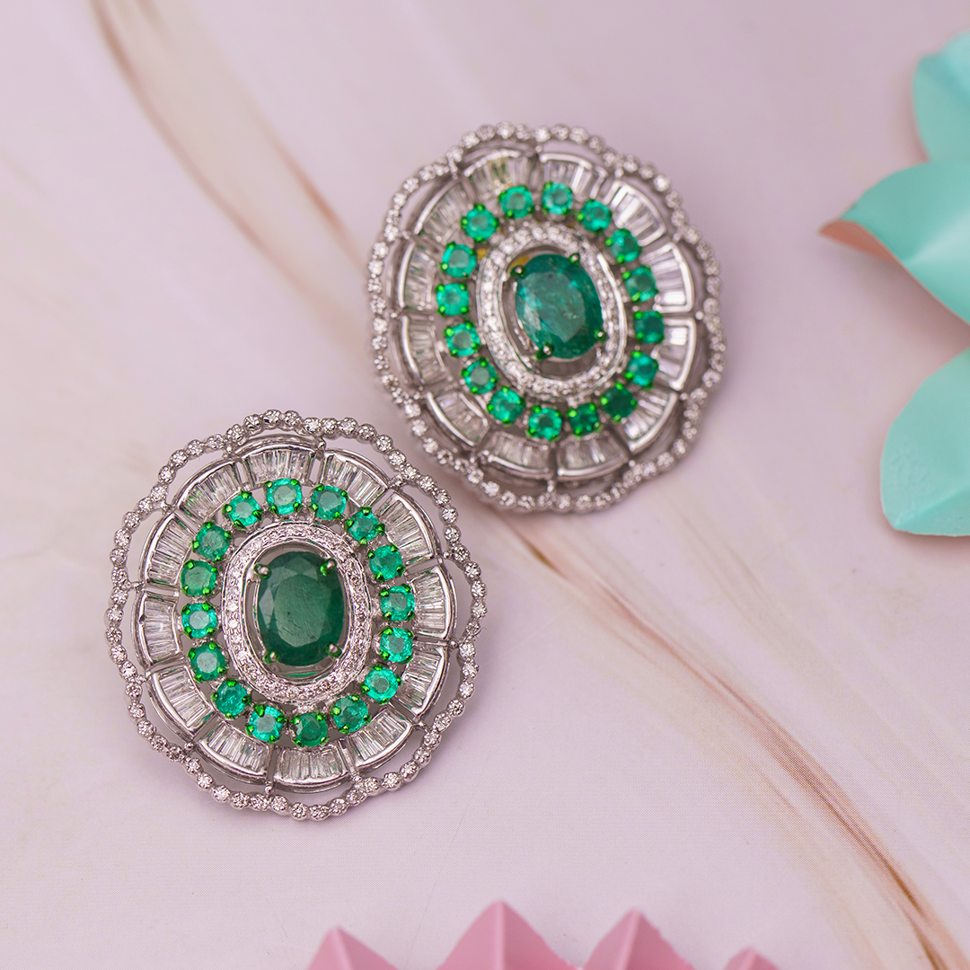 Elysian diamond emerald Earrings