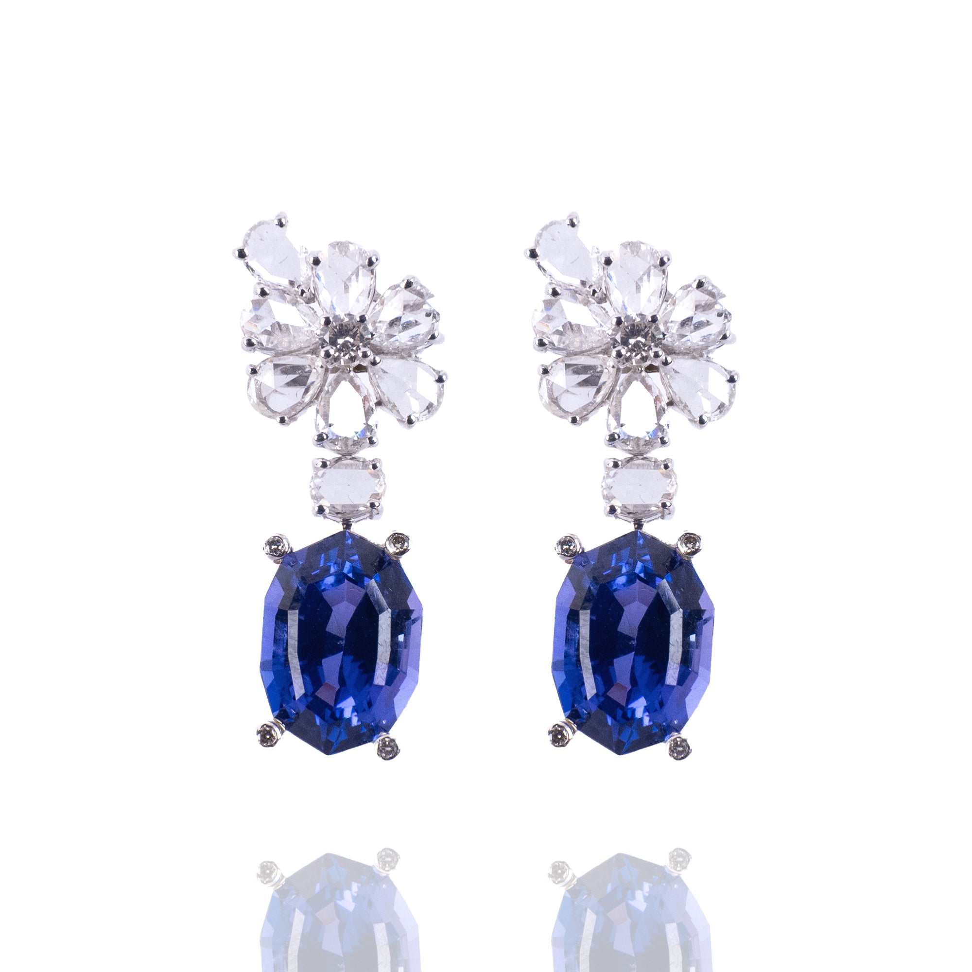 Elionara Rose Cut Diamond Tanzanite Earrings