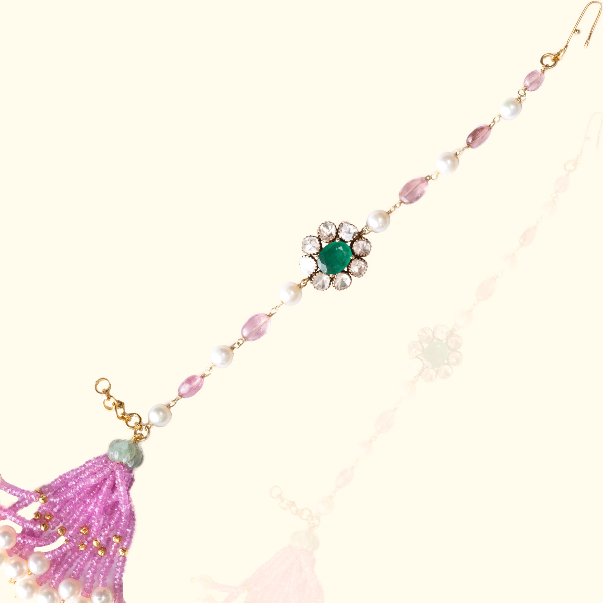 Amala Polki Emerald Tourmaline Pink Sapphire Bracelet