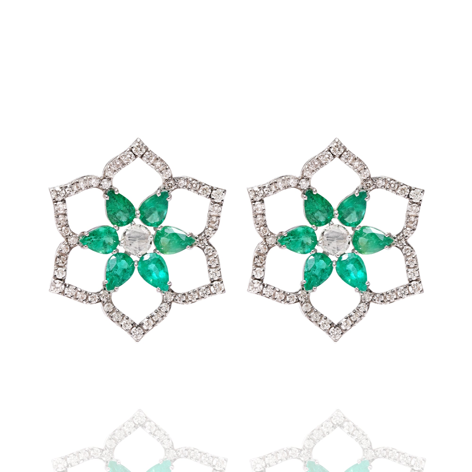 Bloom Diamond Emerald Earrings