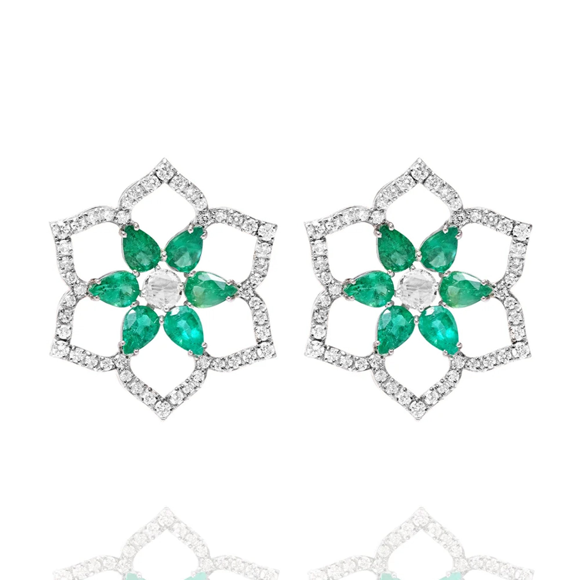 Bloom Diamond Emerald Earrings