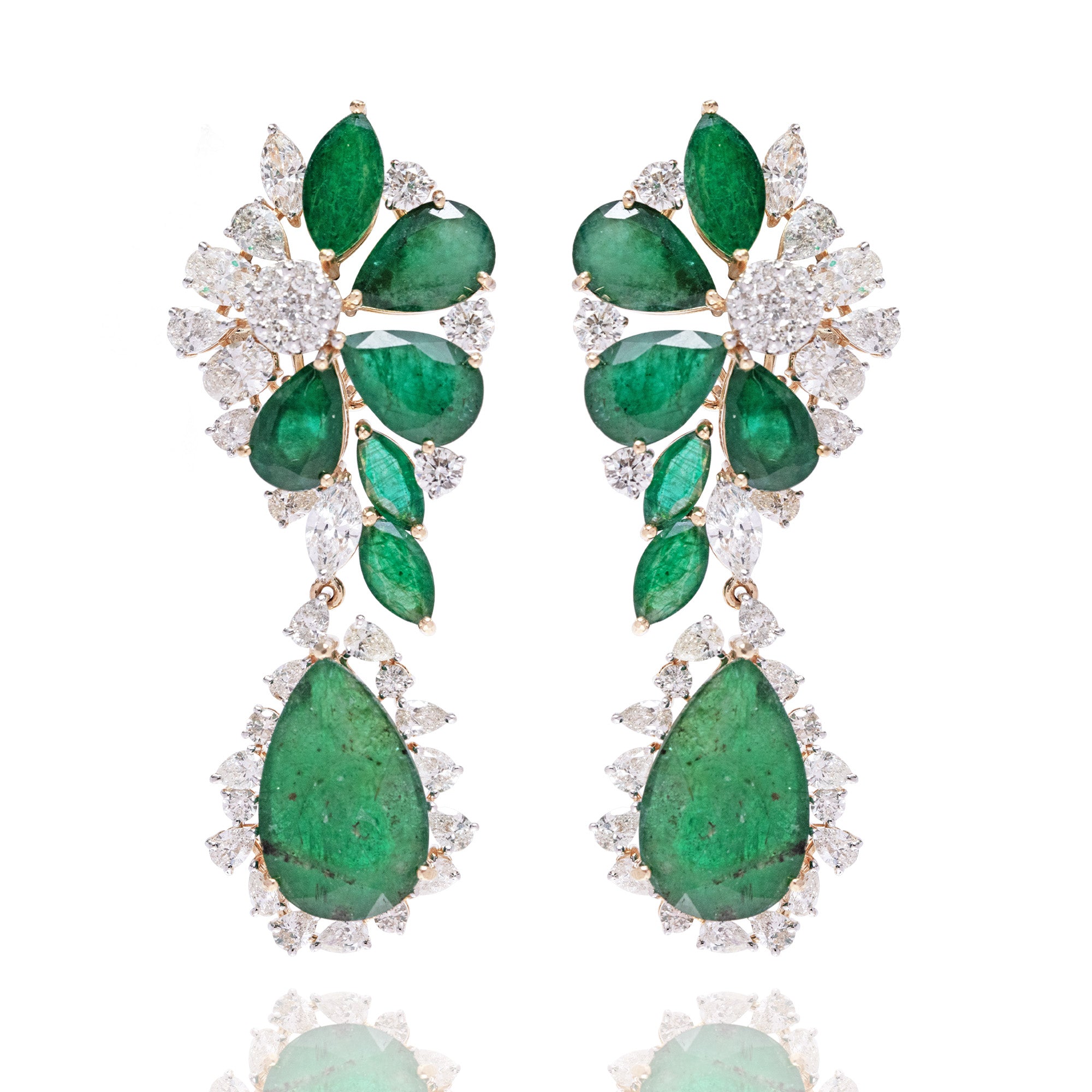 Daisy Diamond Emerald Earrings