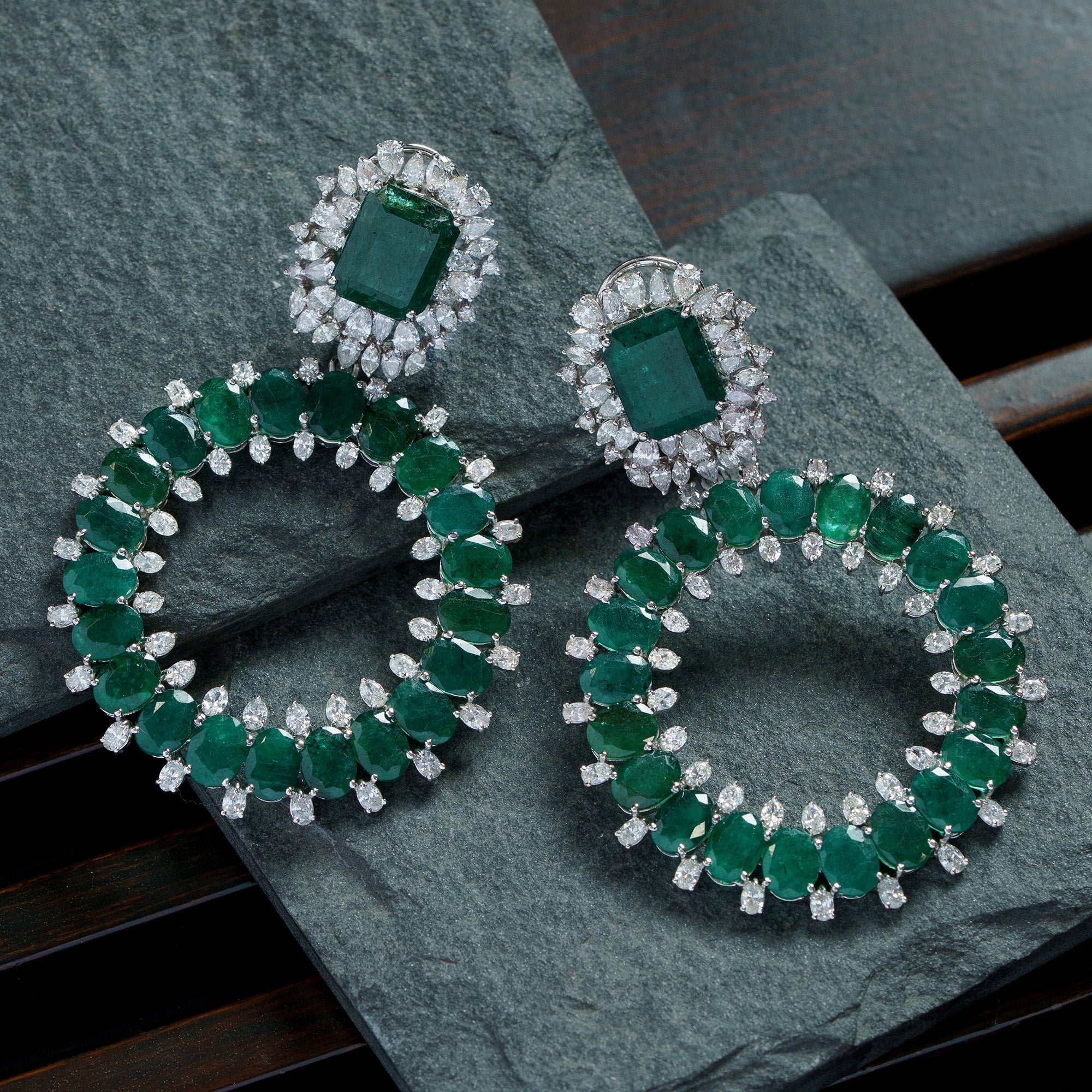 Brea Diamond Emerald Earring