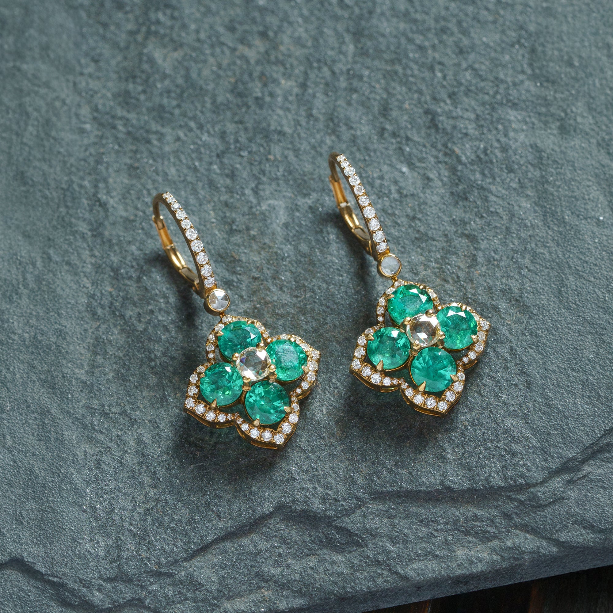 Diana Diamond Emerald Earrings
