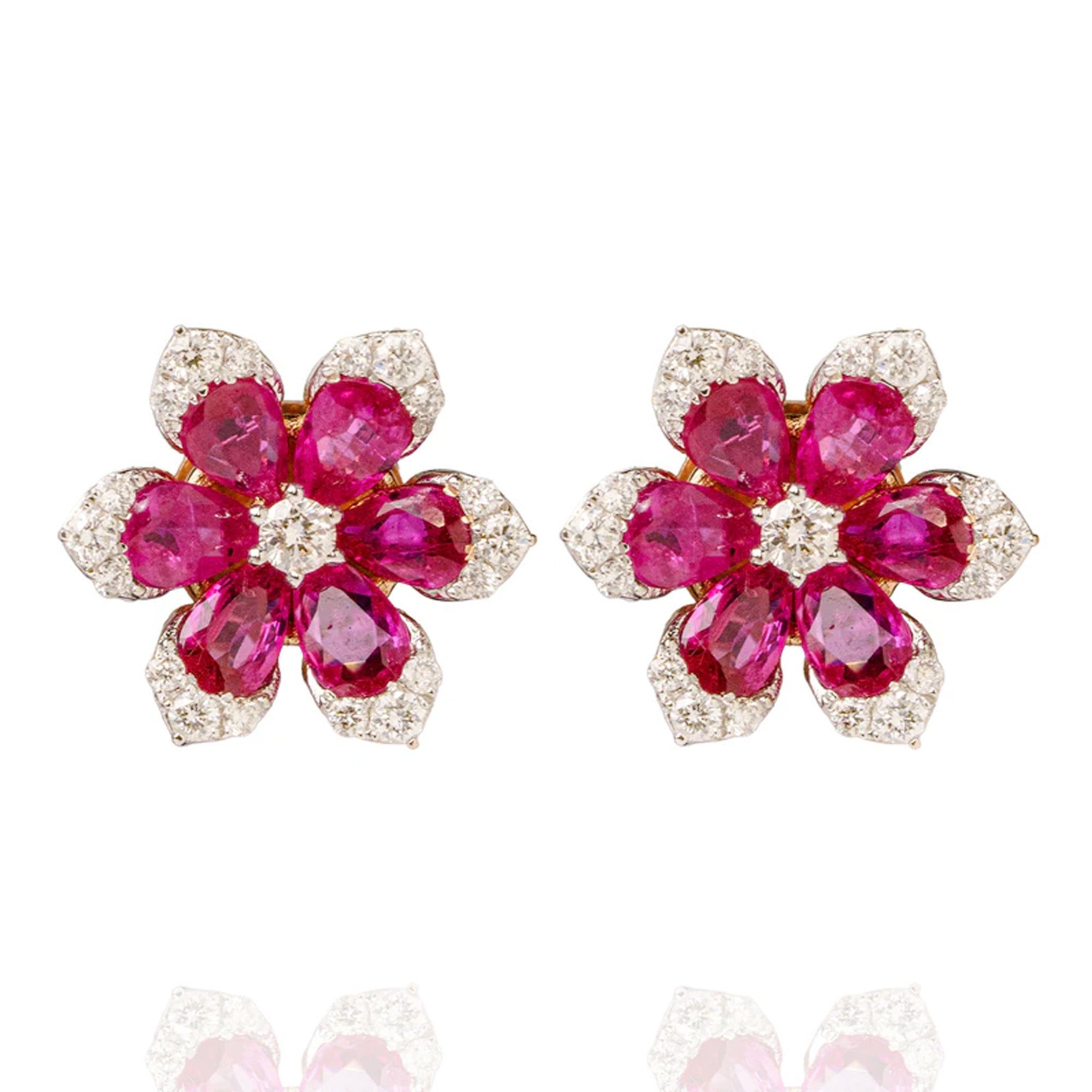 Mini Fiora Diamond Ruby Earrings