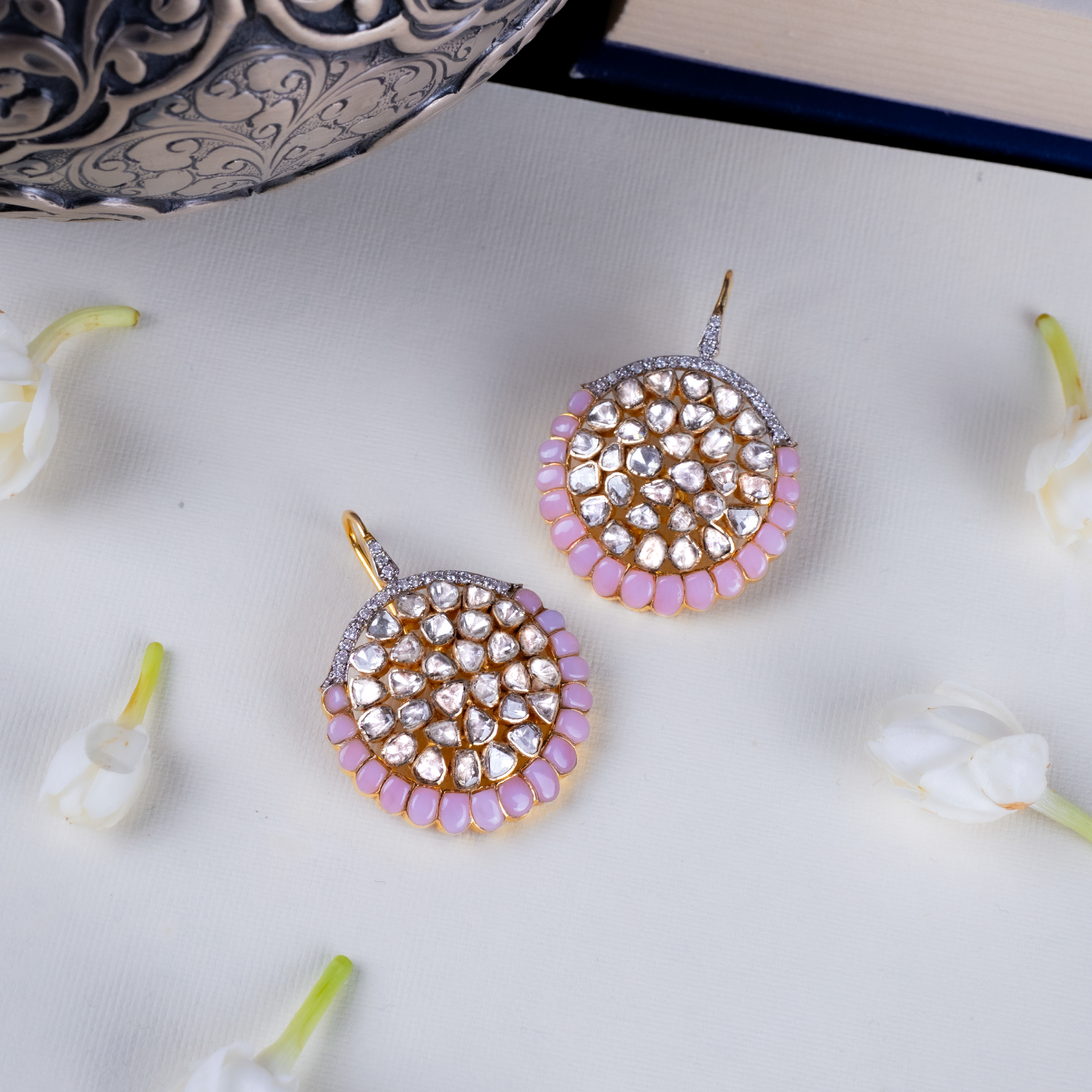 Faiz Polki Morganite Earrings