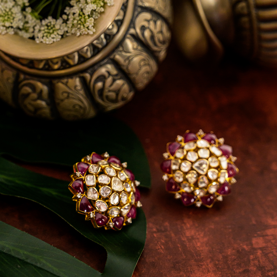 Aiyanna Polki Ruby Earrings