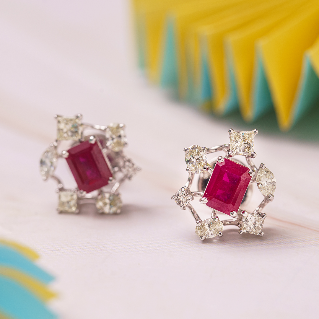Celestial Diamond Ruby Earrings