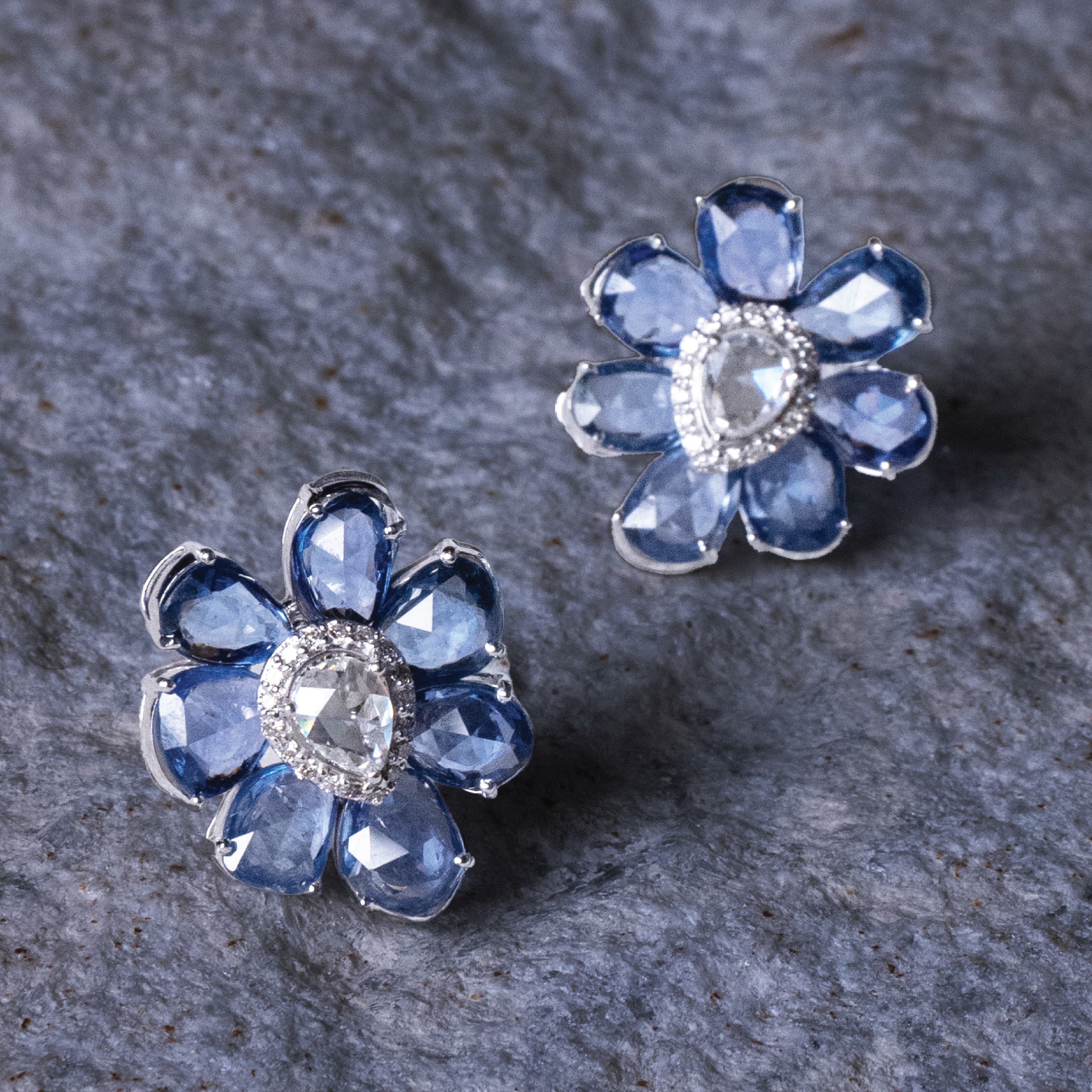 Loire Rose Cut Diamond Tanzanite Earrings