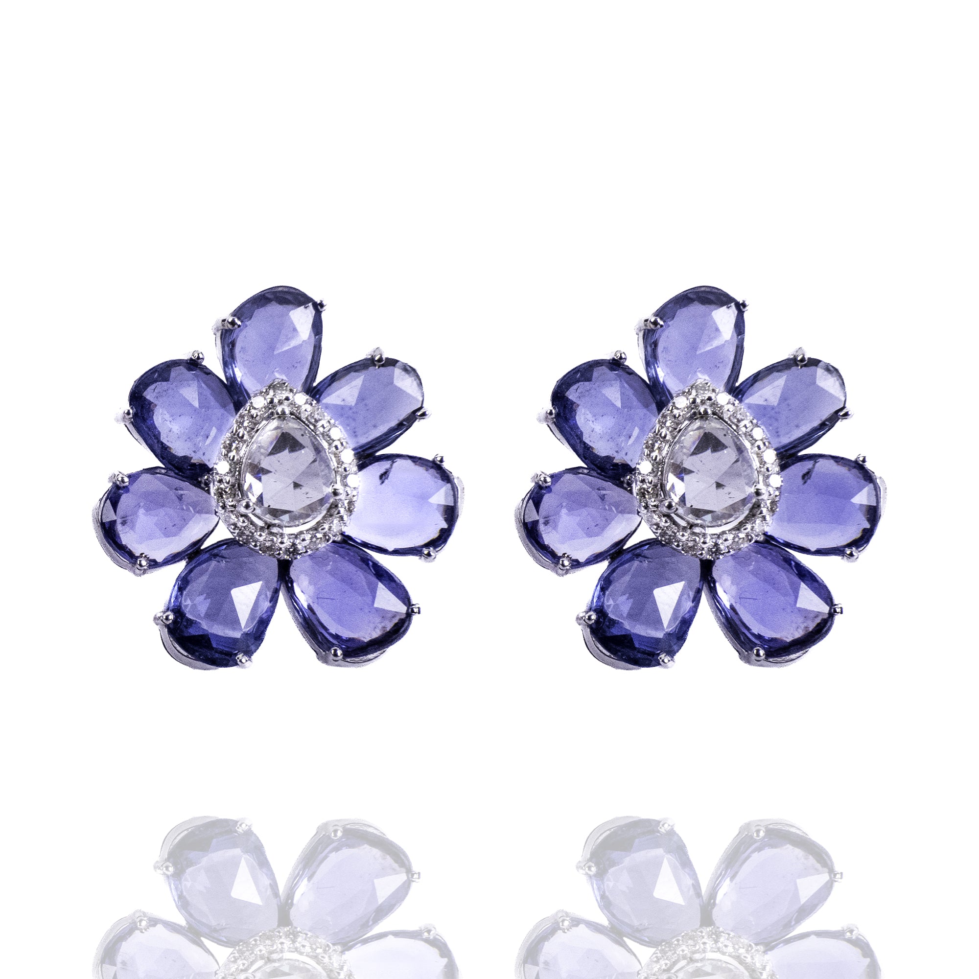 Loire Rose Cut Diamond Tanzanite Earrings