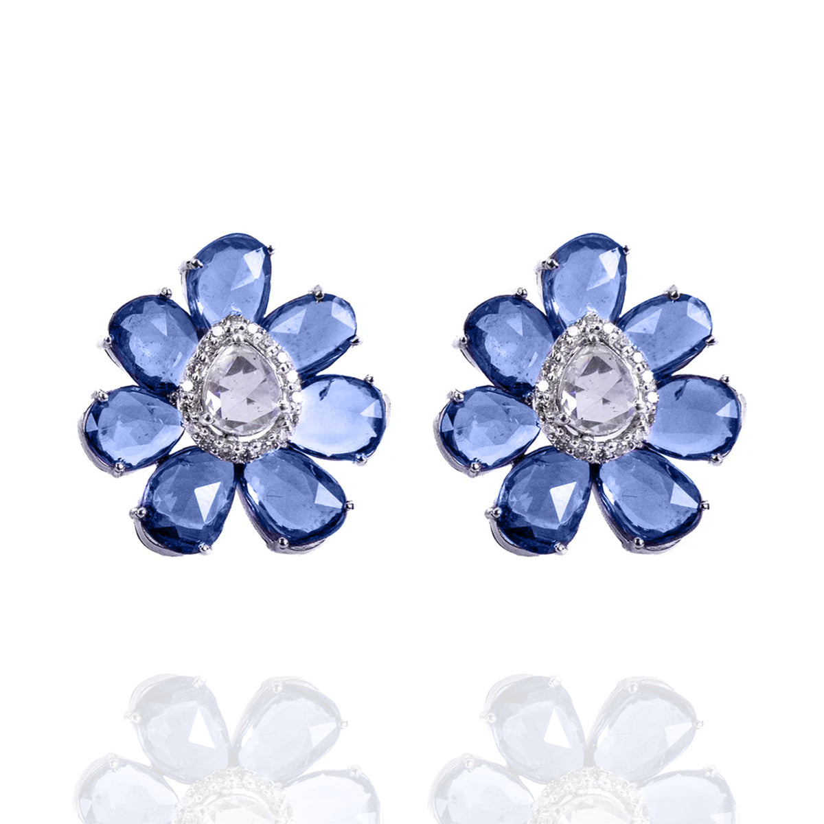 Loire Rose Cut Diamond Tanzanite Earrings