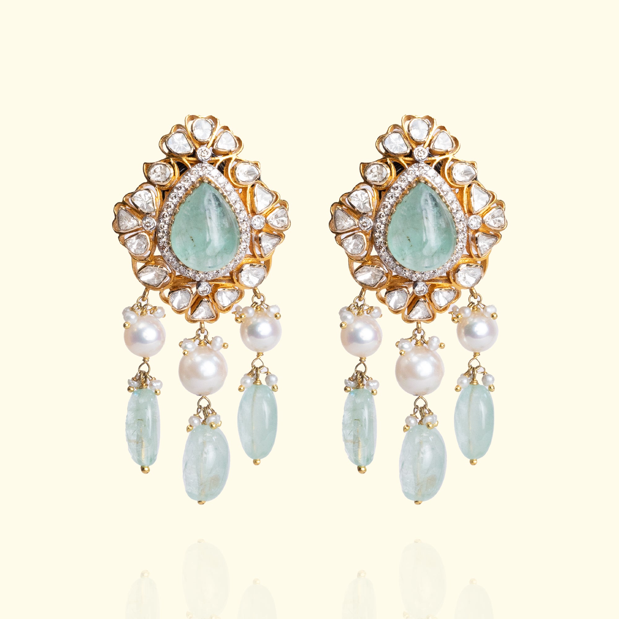Hyderabadi Polki Emerald Earrings