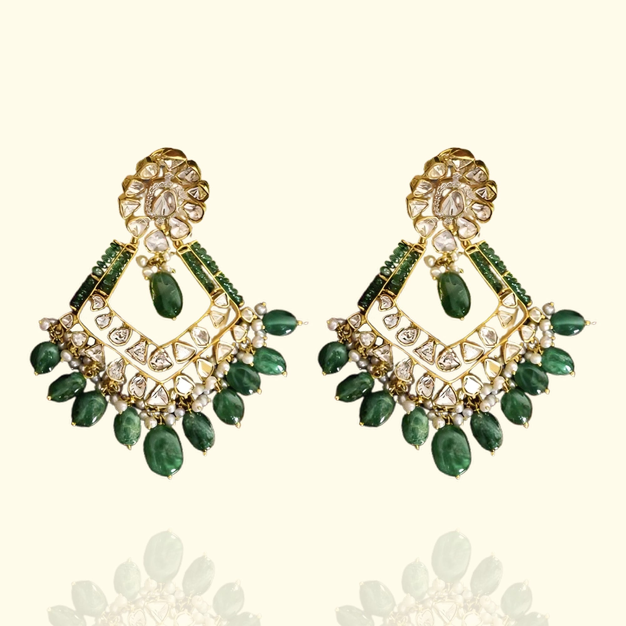 Mahika Polki Emerald Chandbalis