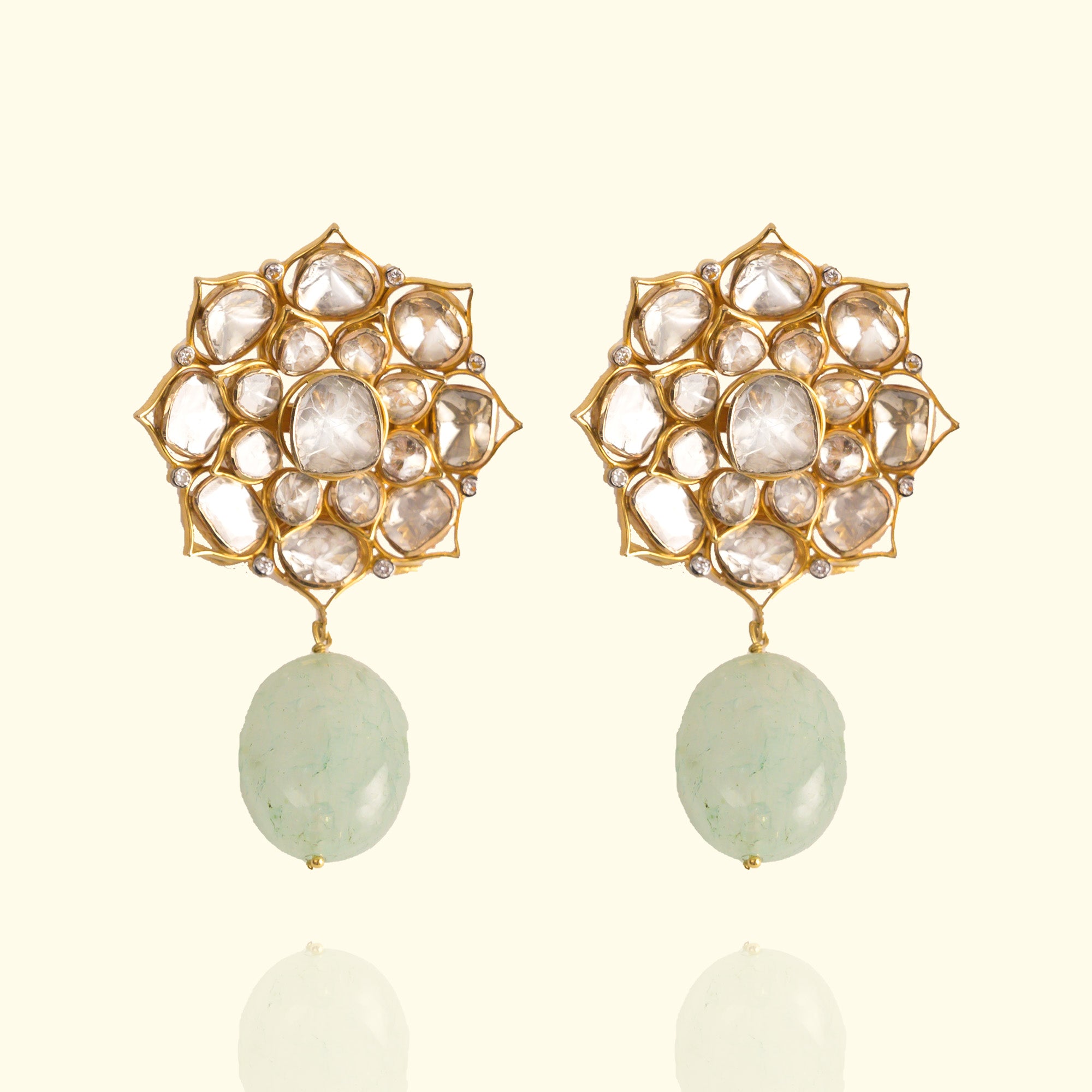 Frida Polki Emerald Earrings