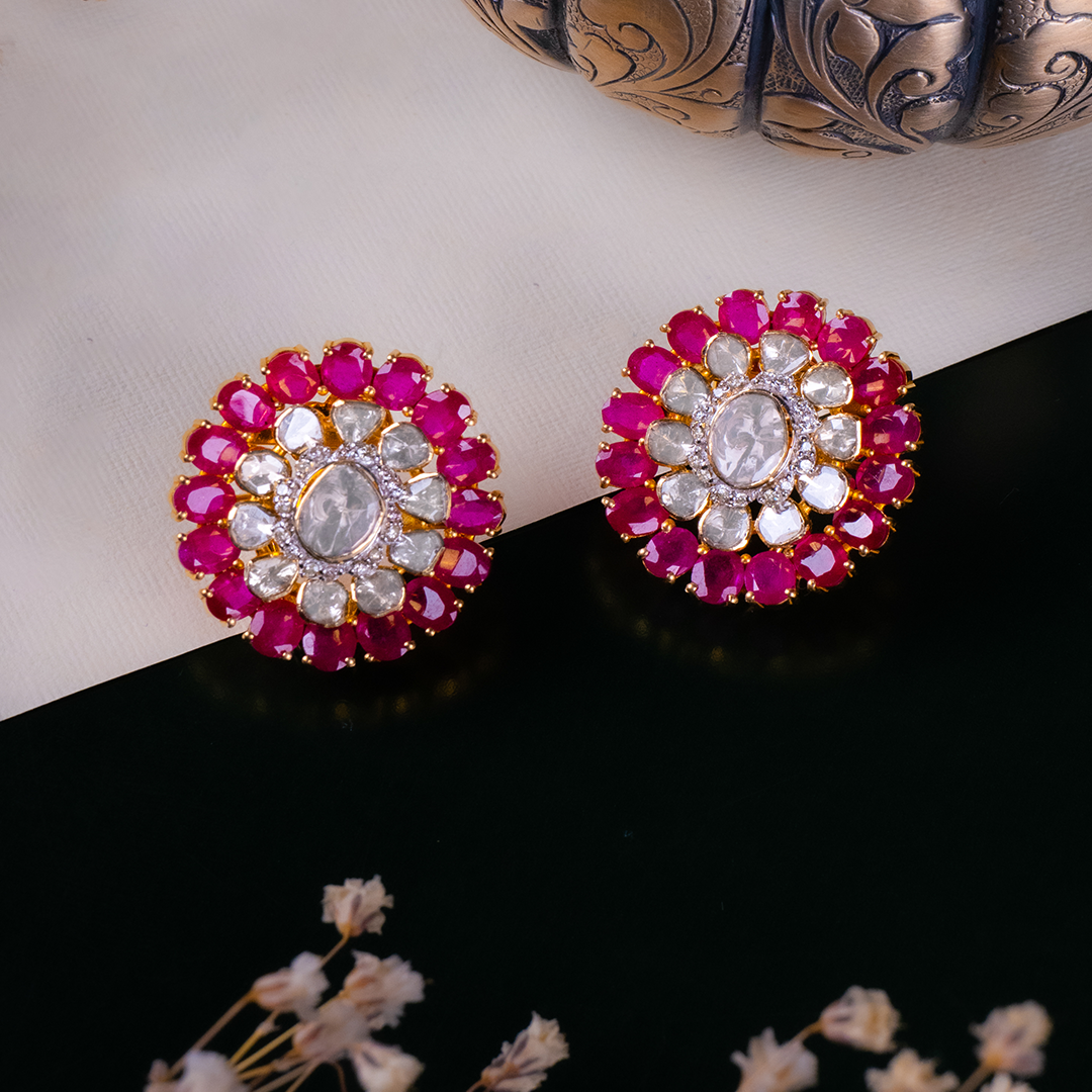 Lasya Polki Ruby Earrings