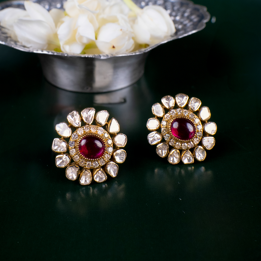 Zoora Polki Ruby Earrings