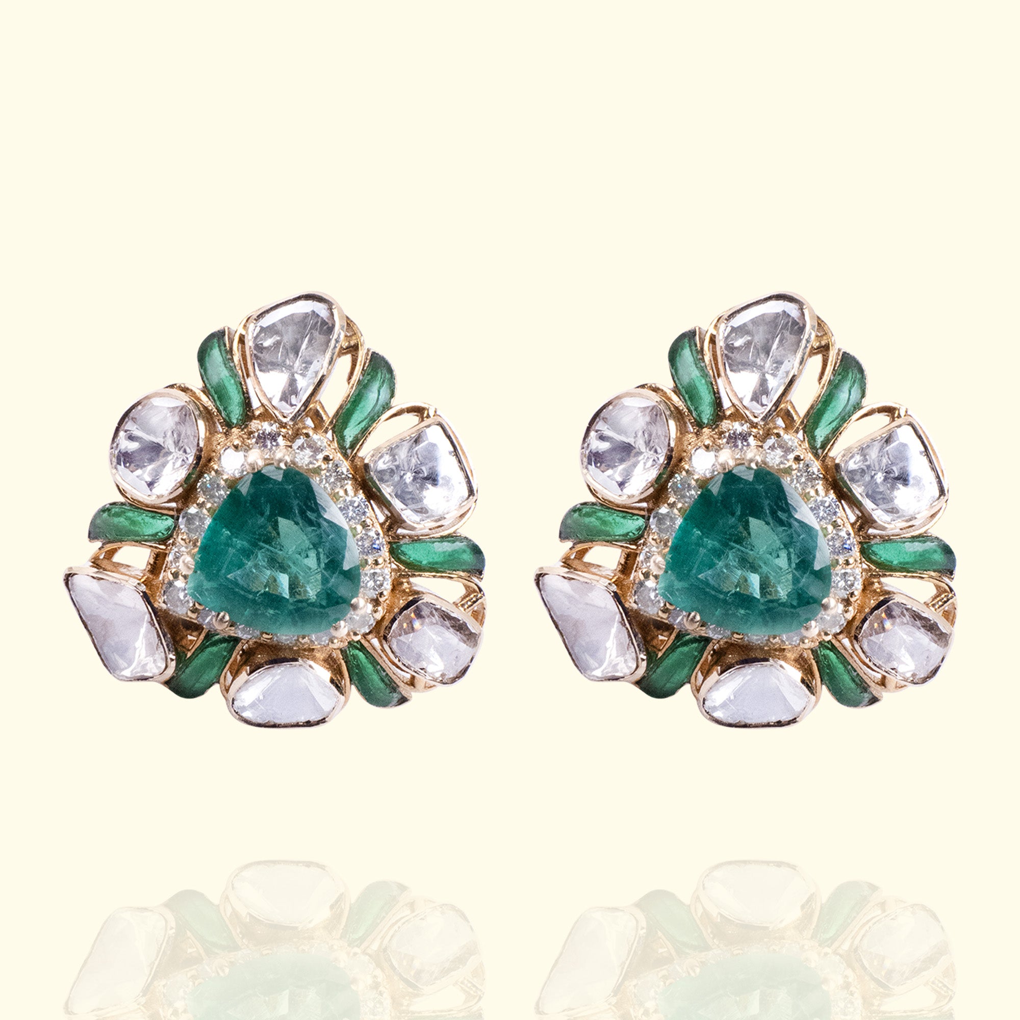 Asher Polki Emerald earrings