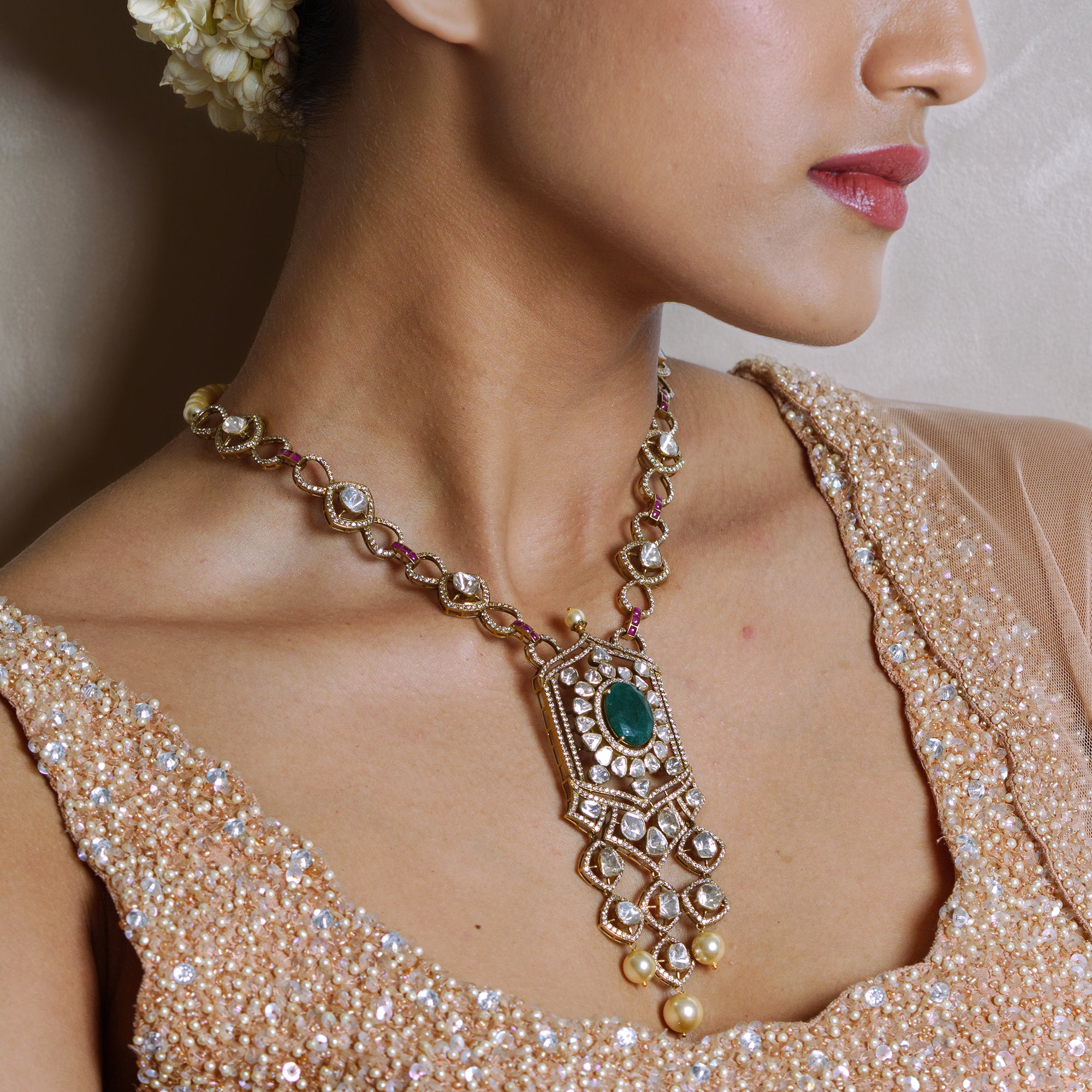 Ferozma Polki emerald Pendant